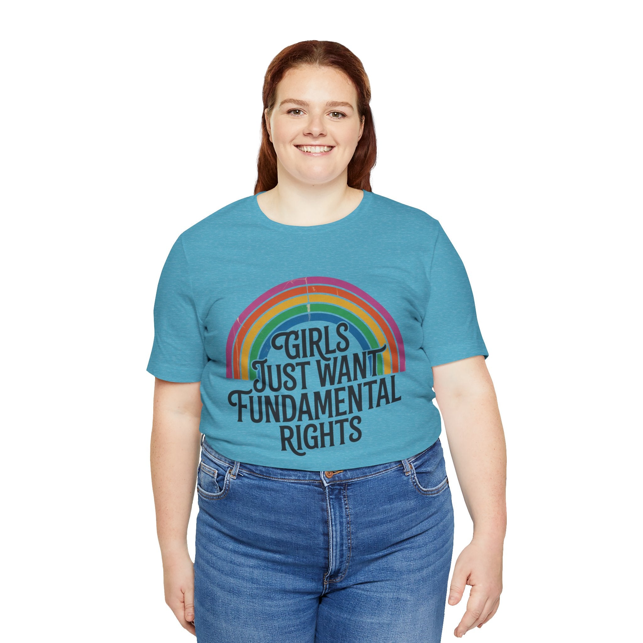“Girls Just Want Fundamental Rights” Tee — Feminist Rainbow Graphic T-Shirt
