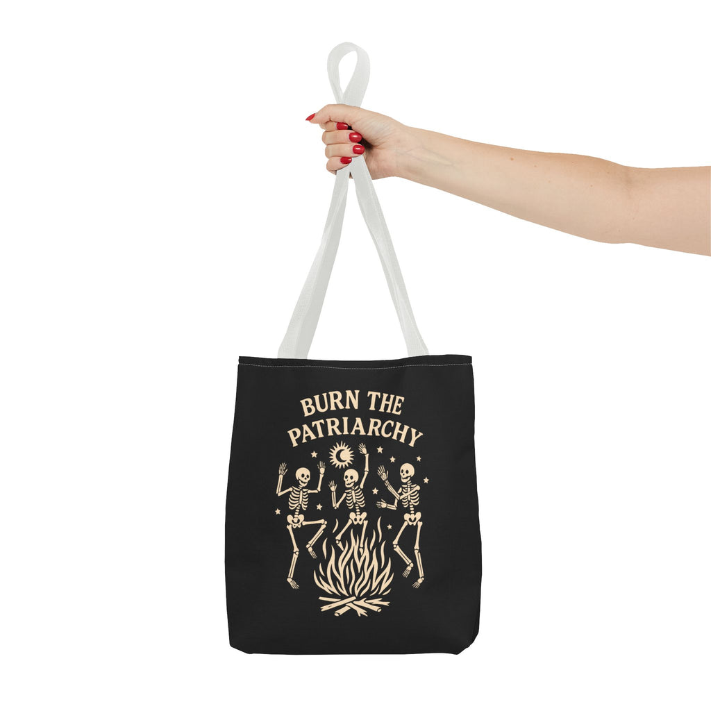 Burn the Patriarchy Skeletons Tote Bag — Feminist Protest Graphic Tote