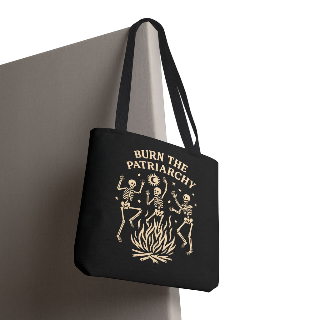 Burn the Patriarchy Skeletons Tote Bag — Feminist Protest Graphic Tote