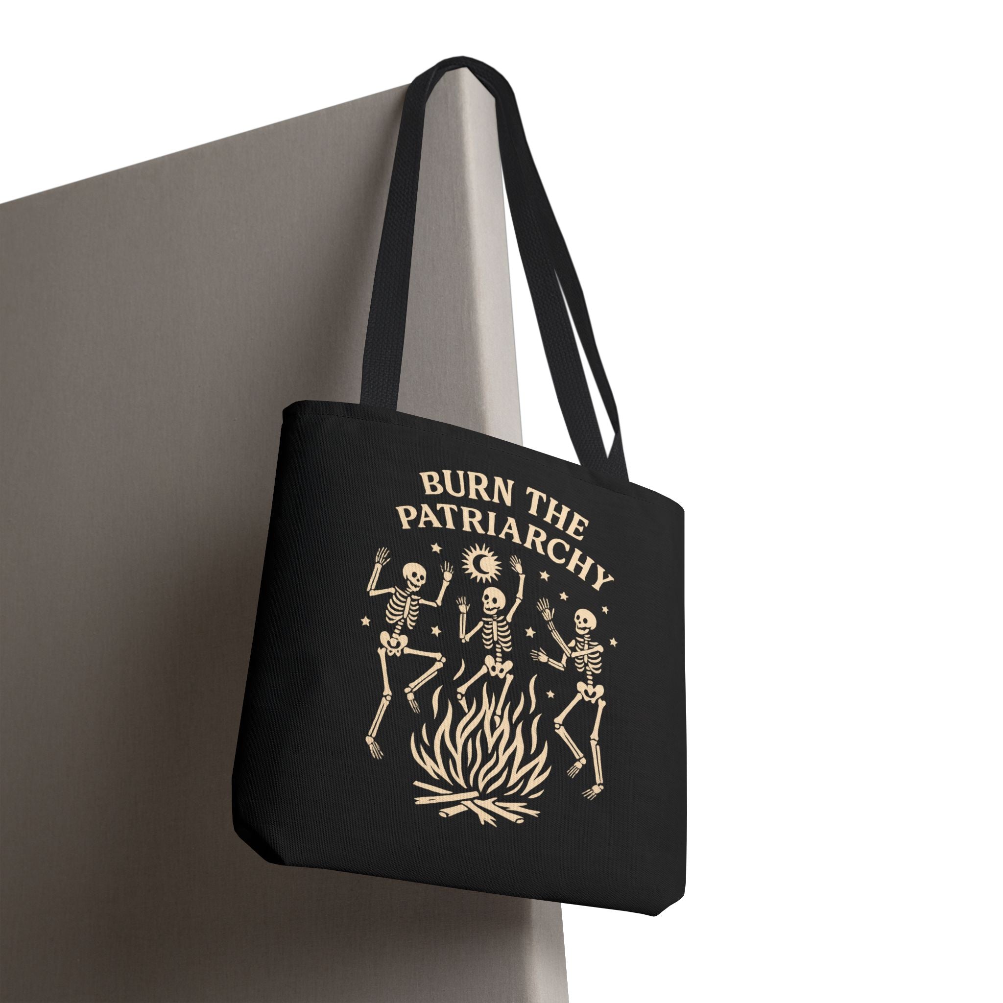 Burn the Patriarchy Skeletons Tote Bag — Feminist Protest Graphic Tote