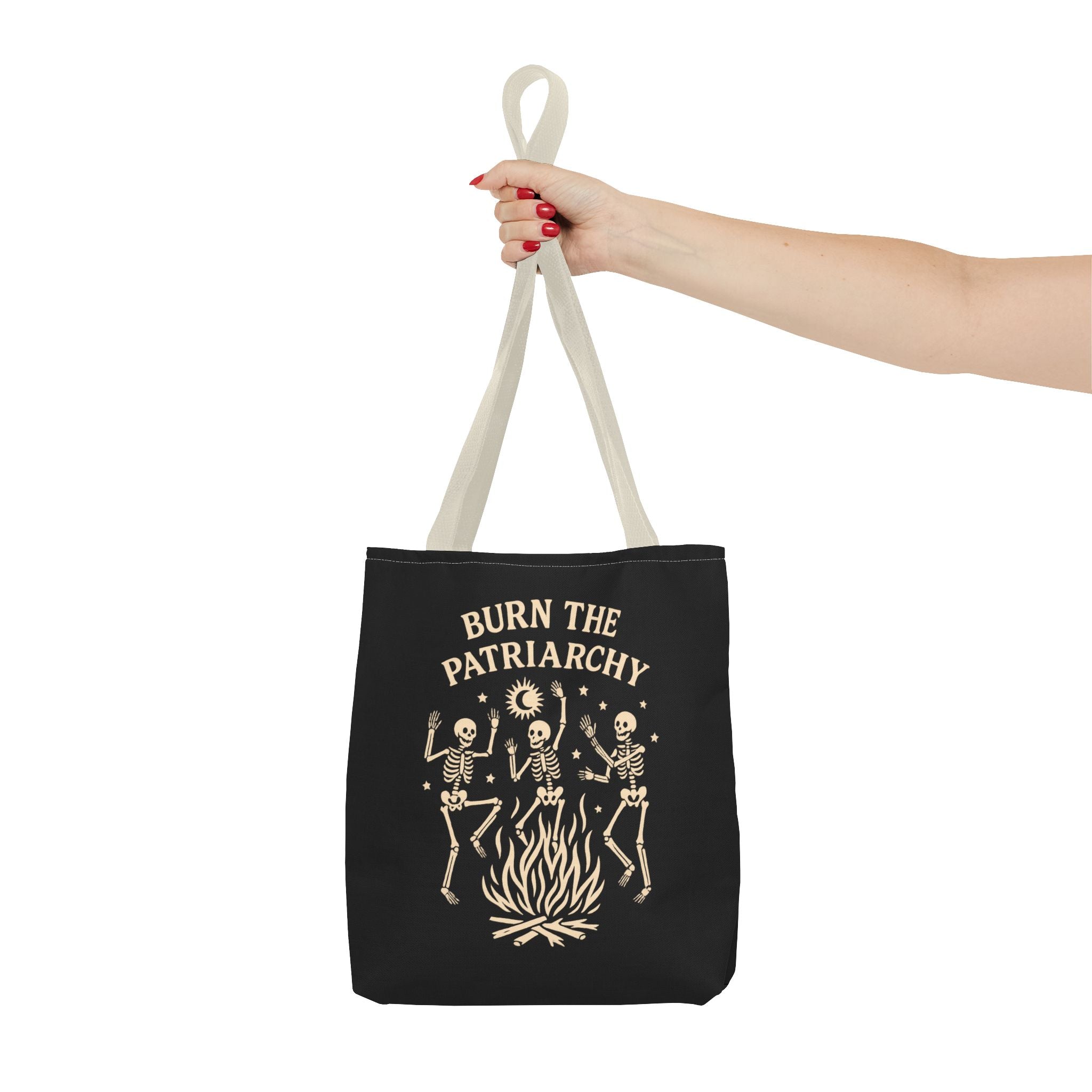 Burn the Patriarchy Skeletons Tote Bag — Feminist Protest Graphic Tote