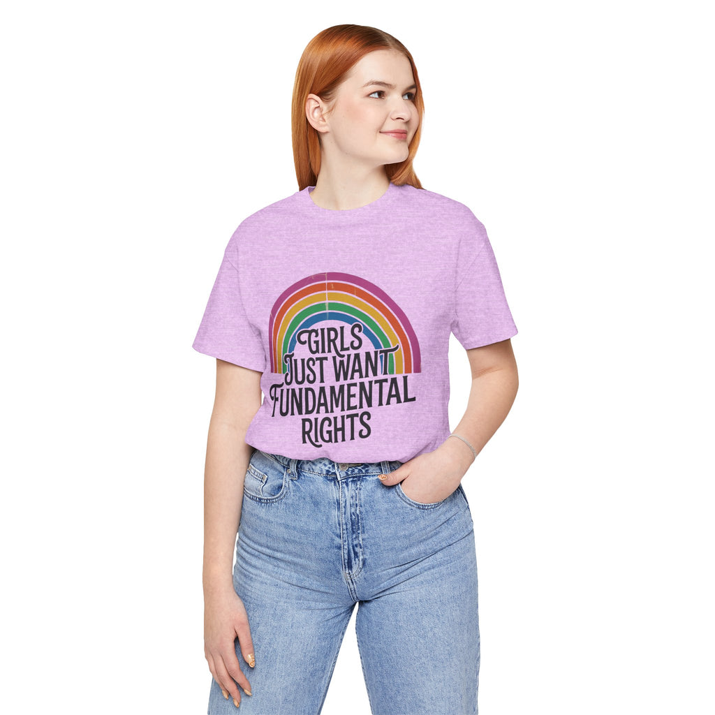 “Girls Just Want Fundamental Rights” Tee — Feminist Rainbow Graphic T-Shirt