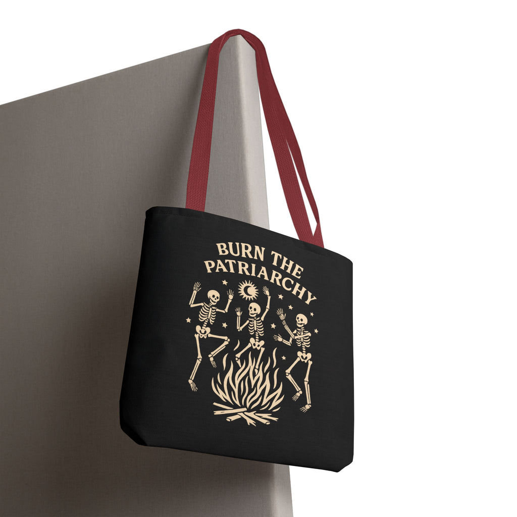 Burn the Patriarchy Skeletons Tote Bag — Feminist Protest Graphic Tote