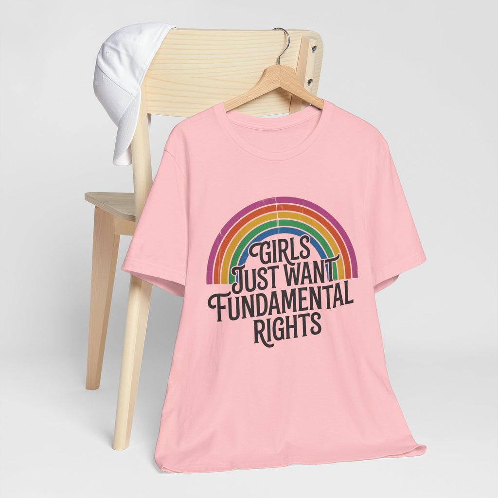 “Girls Just Want Fundamental Rights” Tee — Feminist Rainbow Graphic T-Shirt