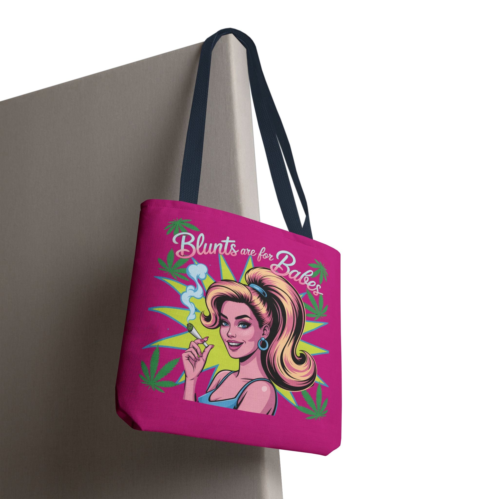 “Blunts Are for Babes” Pink Graphic Tote Bag — Retro Pinup Cannabis Shopper