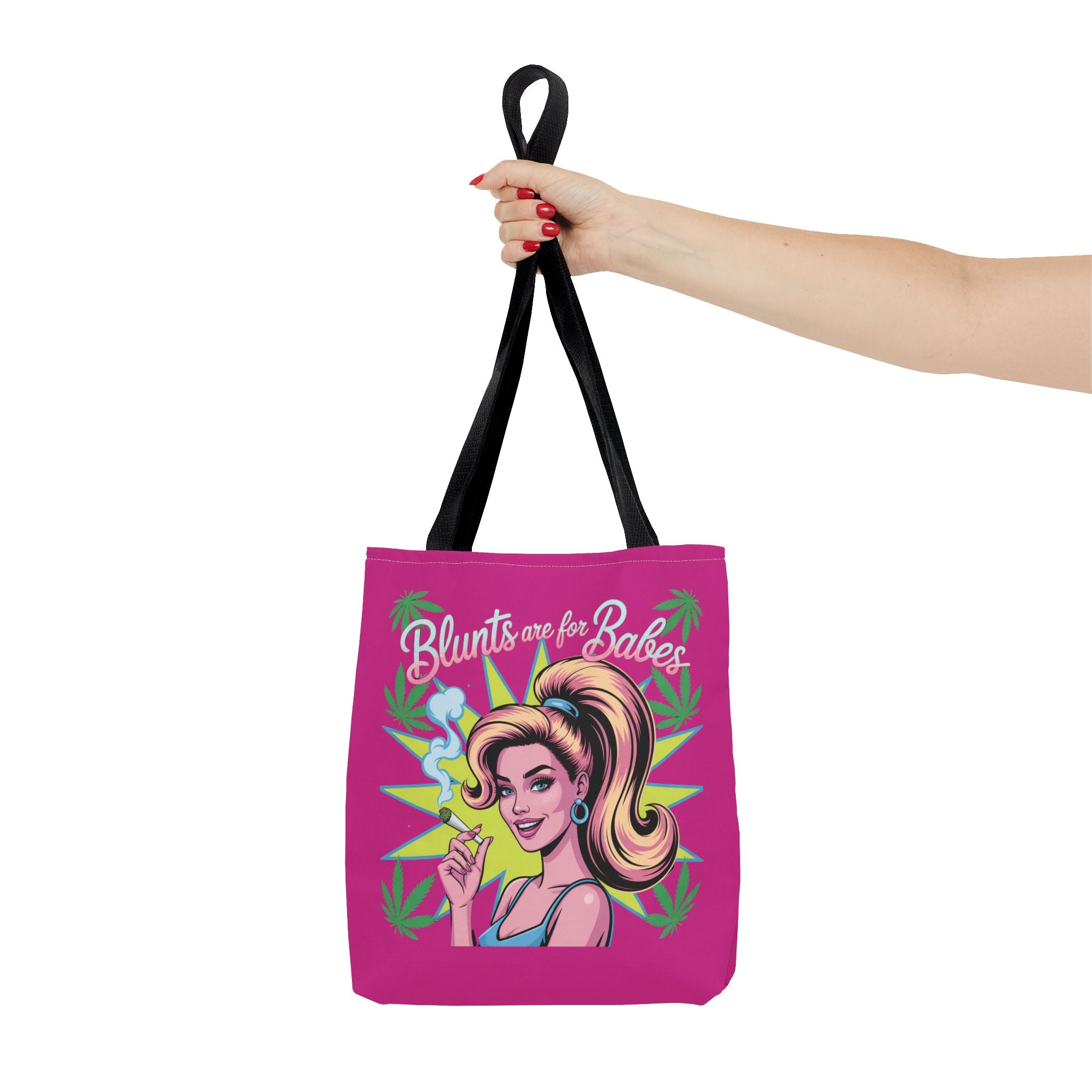 “Blunts Are for Babes” Pink Graphic Tote Bag — Retro Pinup Cannabis Shopper