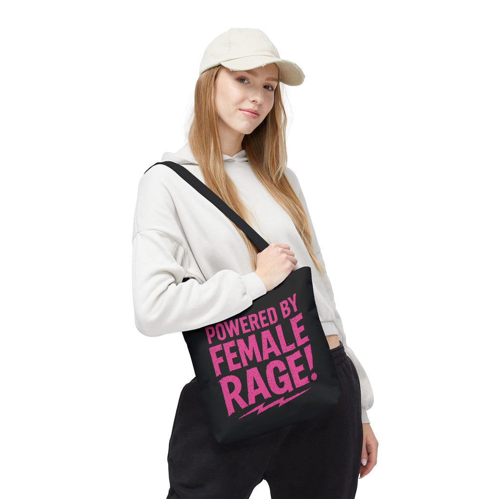 "Powered by Female Rage" Tote Bag - Feminist Statement Tote