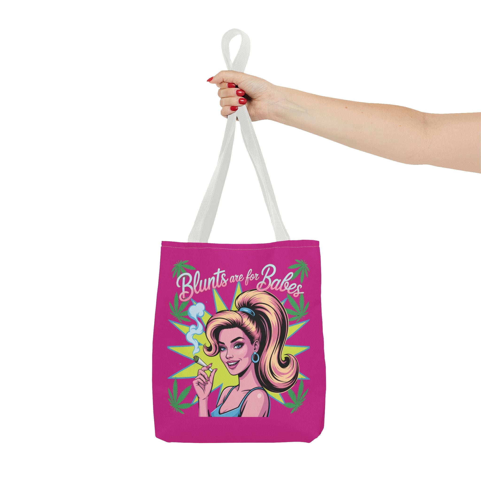 “Blunts Are for Babes” Pink Graphic Tote Bag — Retro Pinup Cannabis Shopper