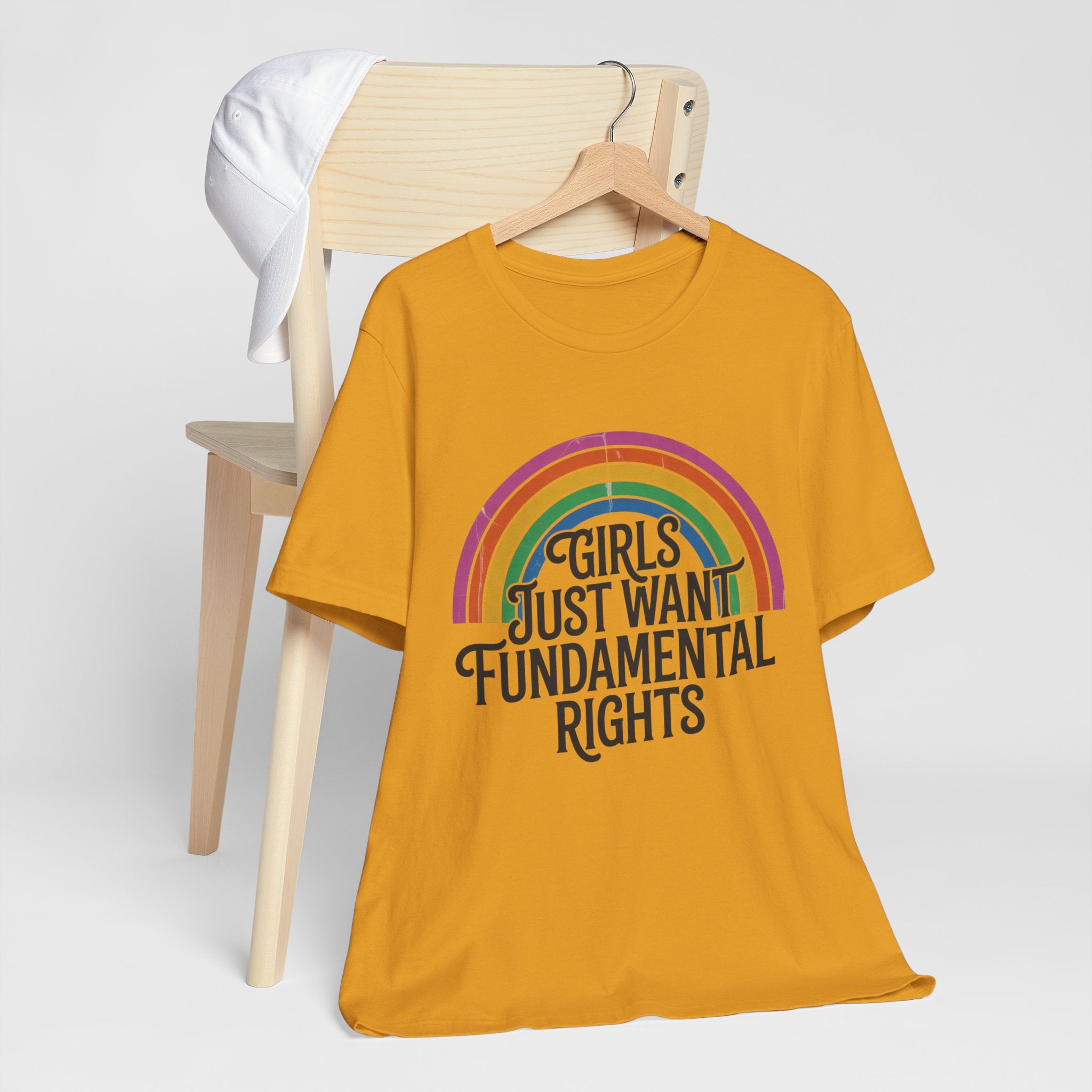 “Girls Just Want Fundamental Rights” Tee — Feminist Rainbow Graphic T-Shirt