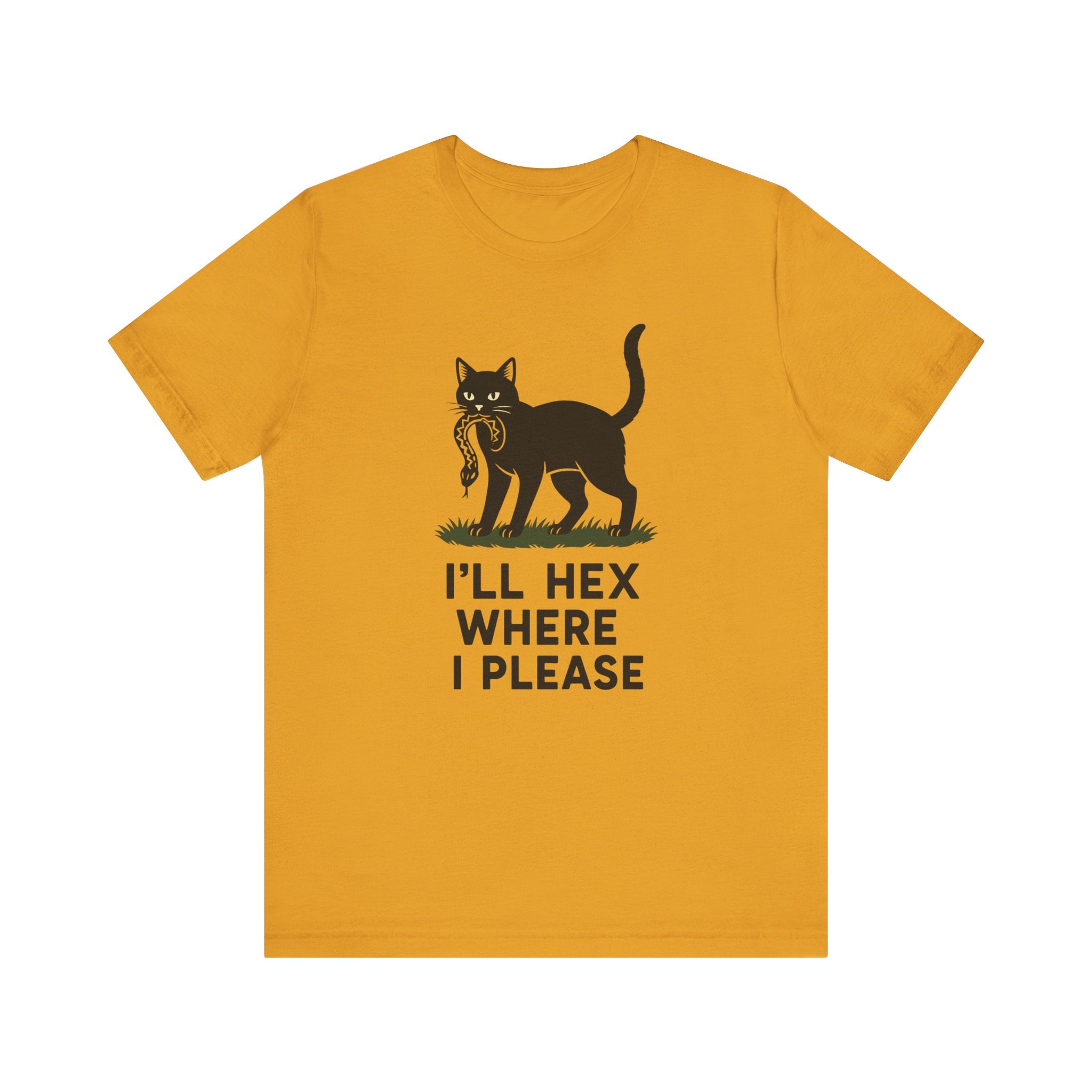 “I'll Hex Where I Please” Cat Tee — Witchy Halloween Graphic T-Shirt