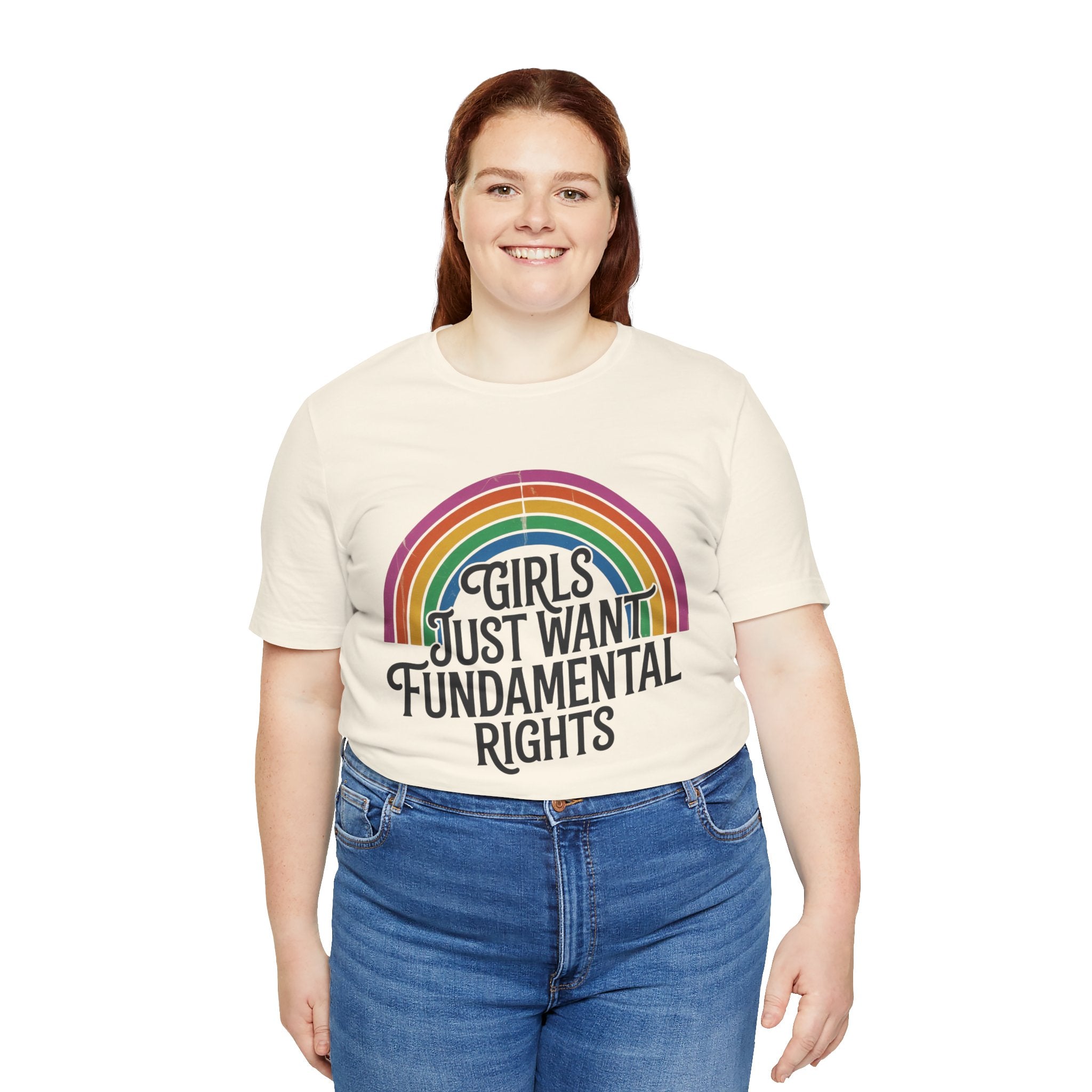 “Girls Just Want Fundamental Rights” Tee — Feminist Rainbow Graphic T-Shirt