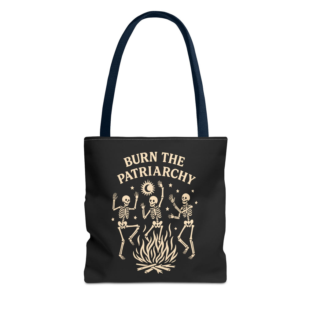 Burn the Patriarchy Skeletons Tote Bag — Feminist Protest Graphic Tote