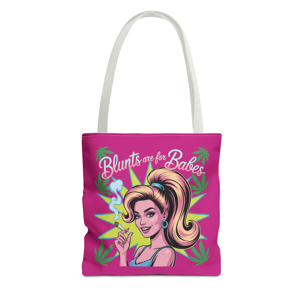 “Blunts Are for Babes” Pink Graphic Tote Bag — Retro Pinup Cannabis Shopper