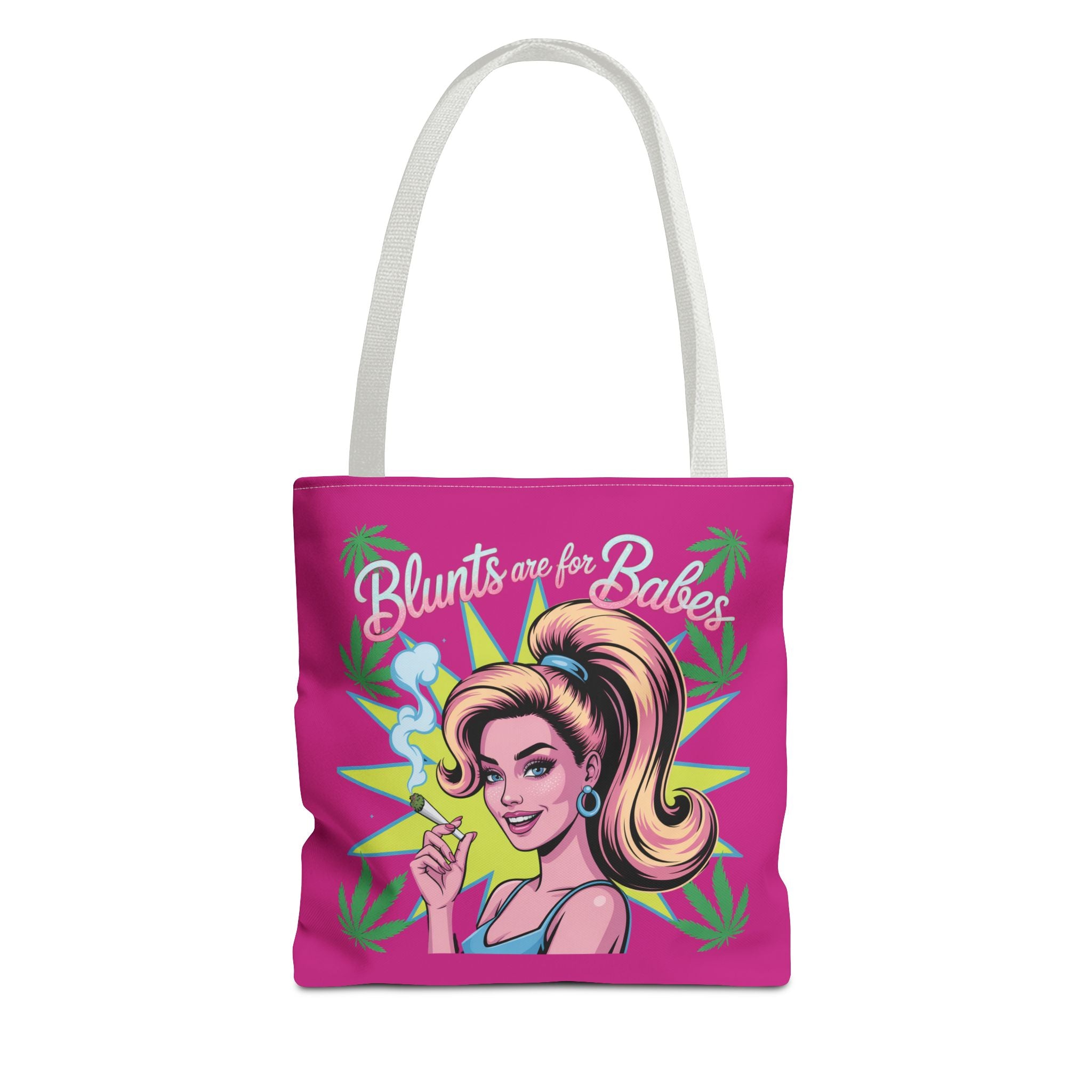 “Blunts Are for Babes” Pink Graphic Tote Bag — Retro Pinup Cannabis Shopper