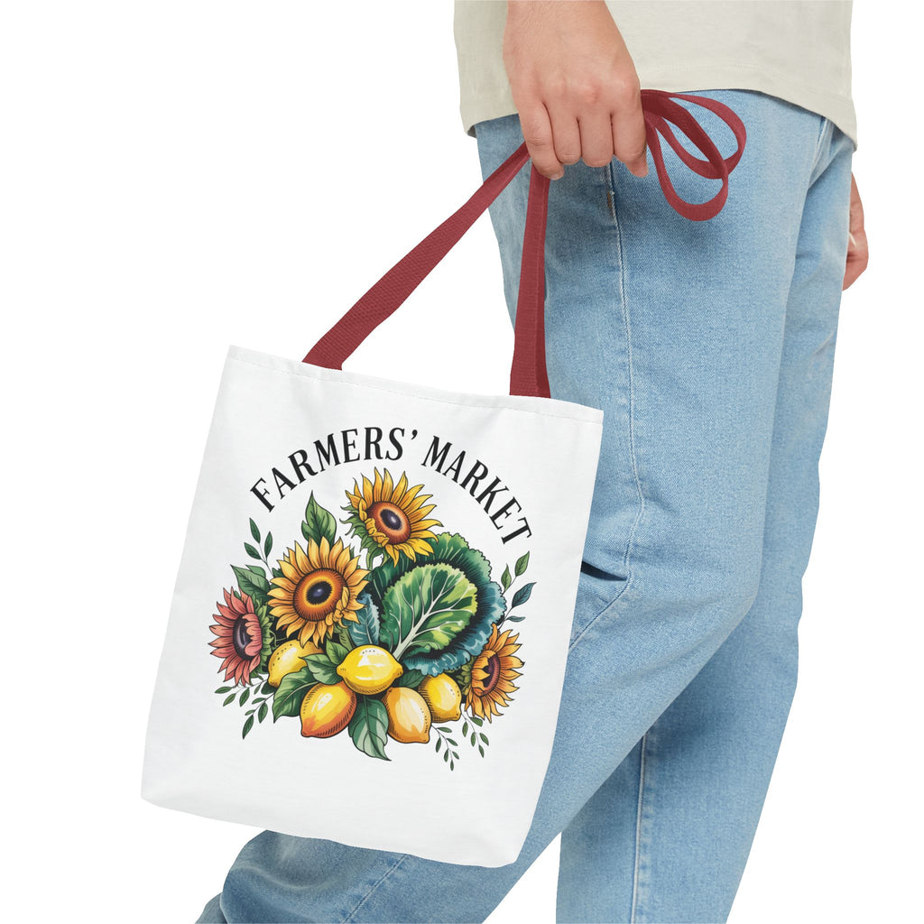 Sac de courses pour marché fermier — Tournesol, citrons et légumes verts Sac de courses réutilisable
