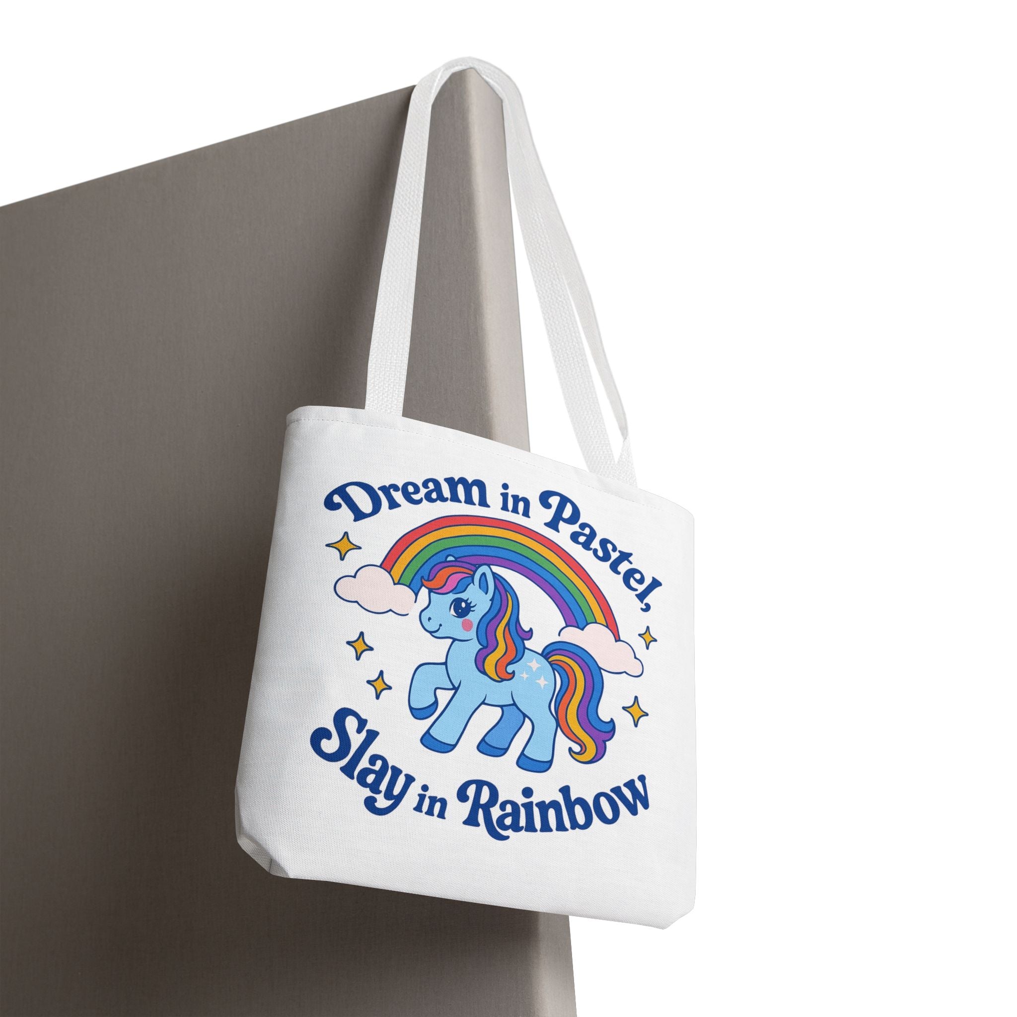 Pastel Rainbow Unicorn Tote Bag — “Dream in Pastel, Slay in Rainbow”