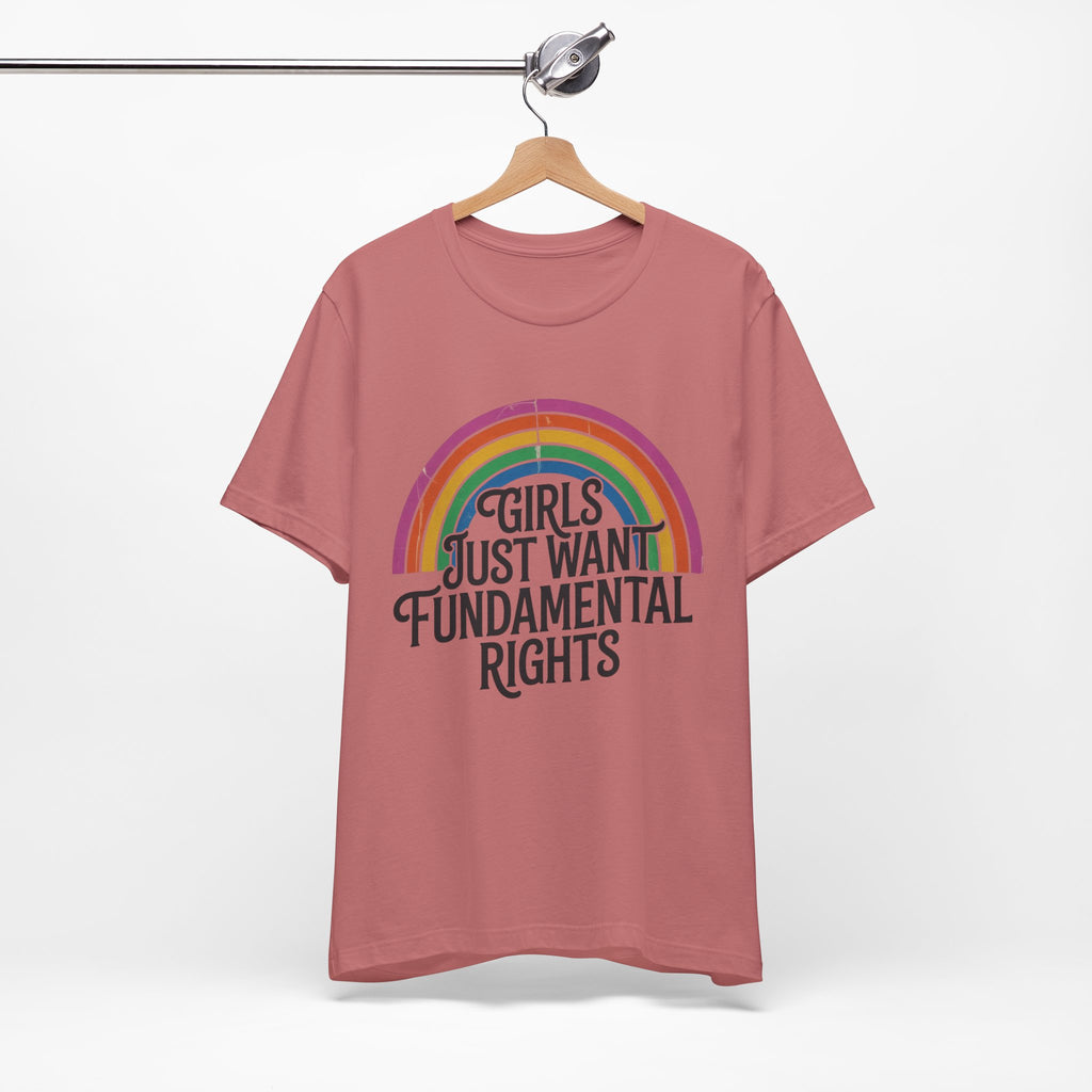 “Girls Just Want Fundamental Rights” Tee — Feminist Rainbow Graphic T-Shirt