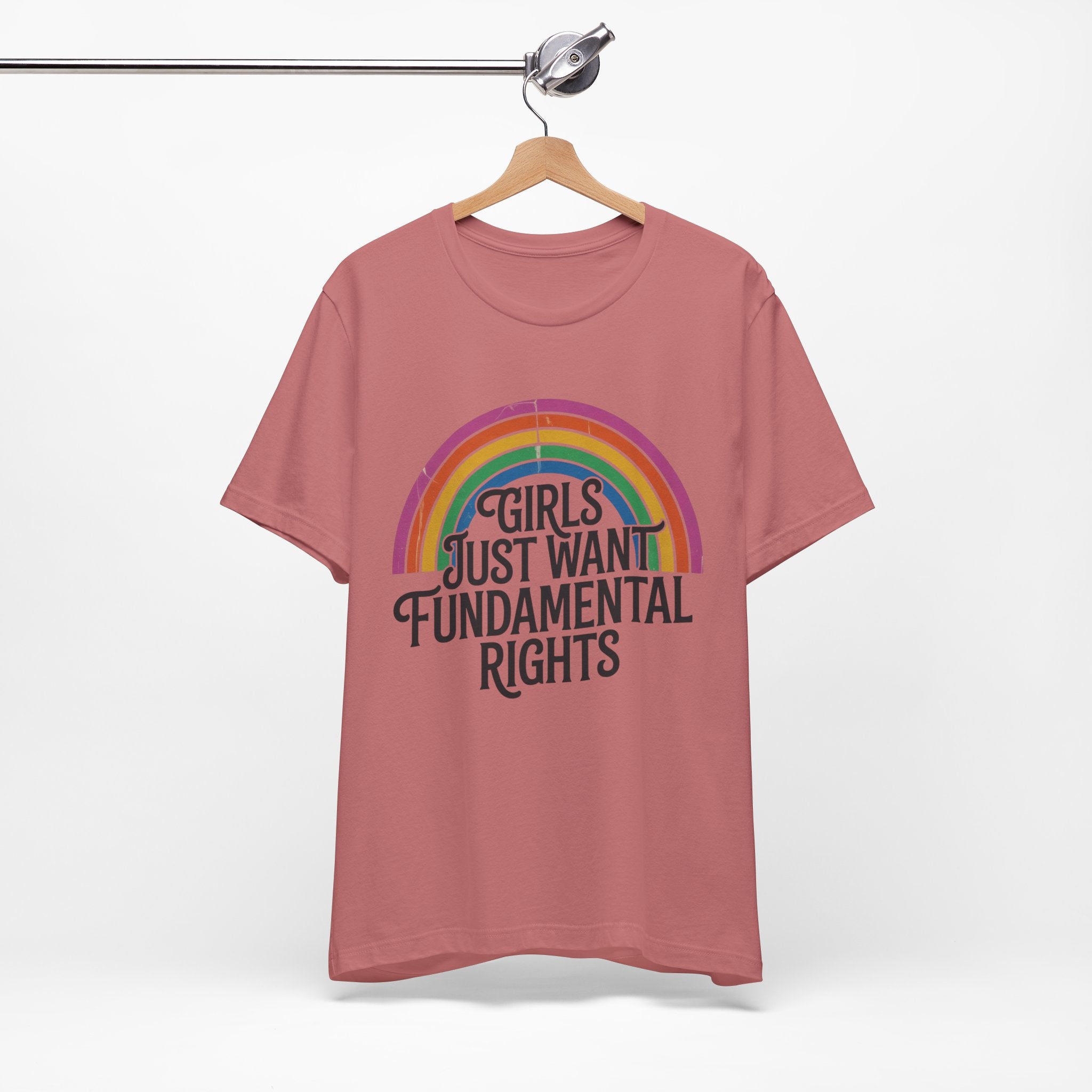 “Girls Just Want Fundamental Rights” Tee — Feminist Rainbow Graphic T-Shirt