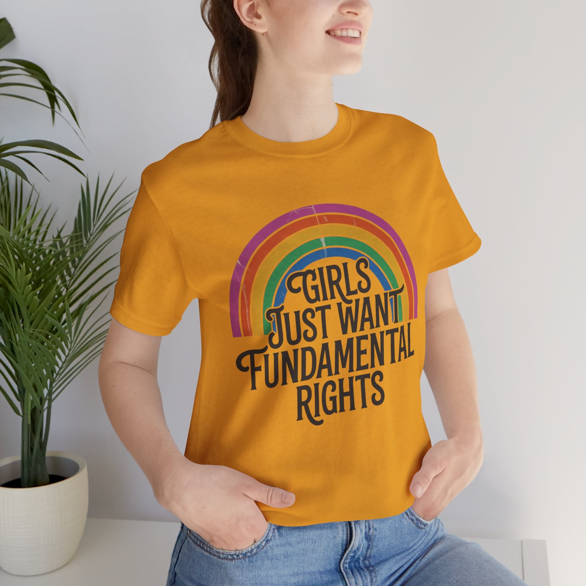 “Girls Just Want Fundamental Rights” Tee — Feminist Rainbow Graphic T-Shirt