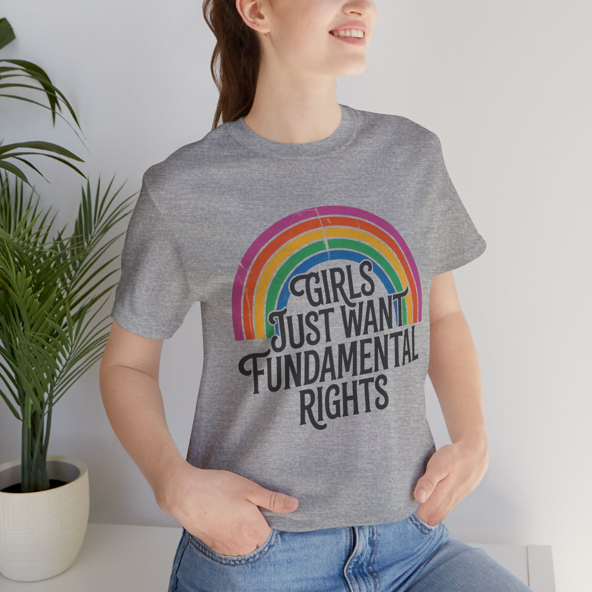 “Girls Just Want Fundamental Rights” Tee — Feminist Rainbow Graphic T-Shirt