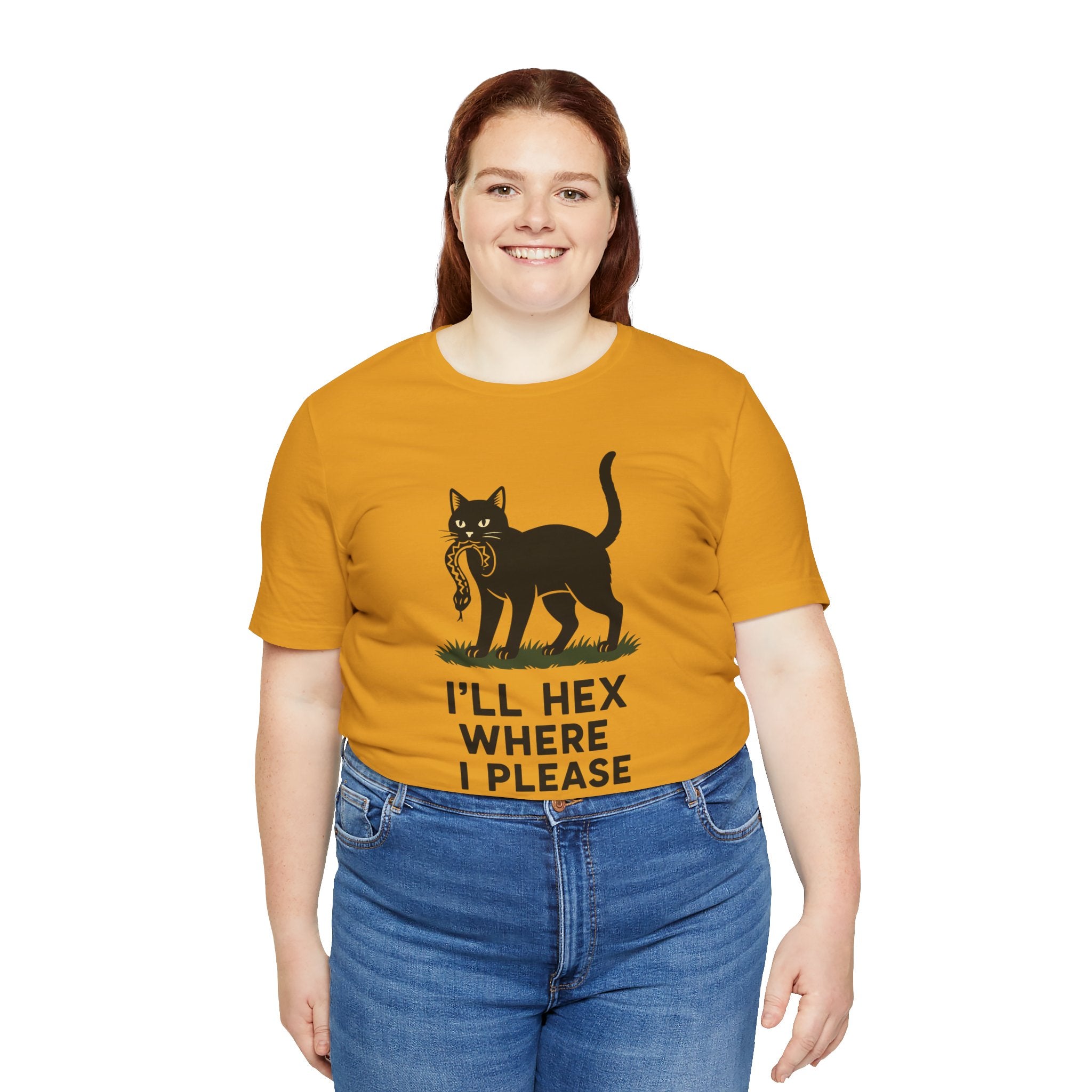 “I'll Hex Where I Please” Cat Tee — Witchy Halloween Graphic T-Shirt