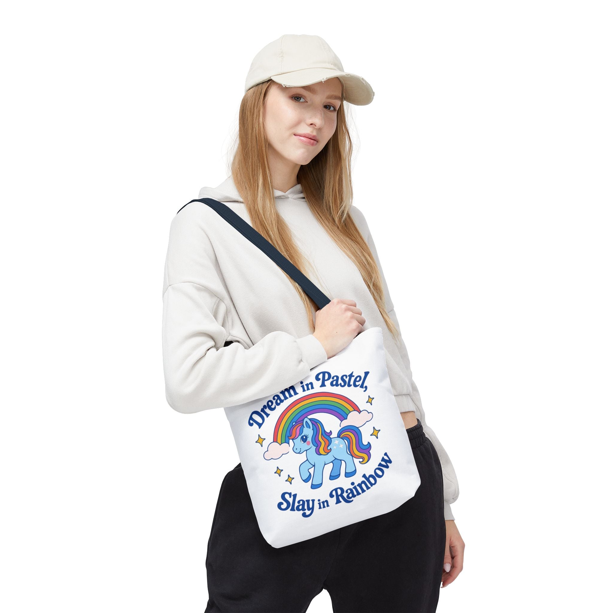 Pastel Rainbow Unicorn Tote Bag — “Dream in Pastel, Slay in Rainbow”