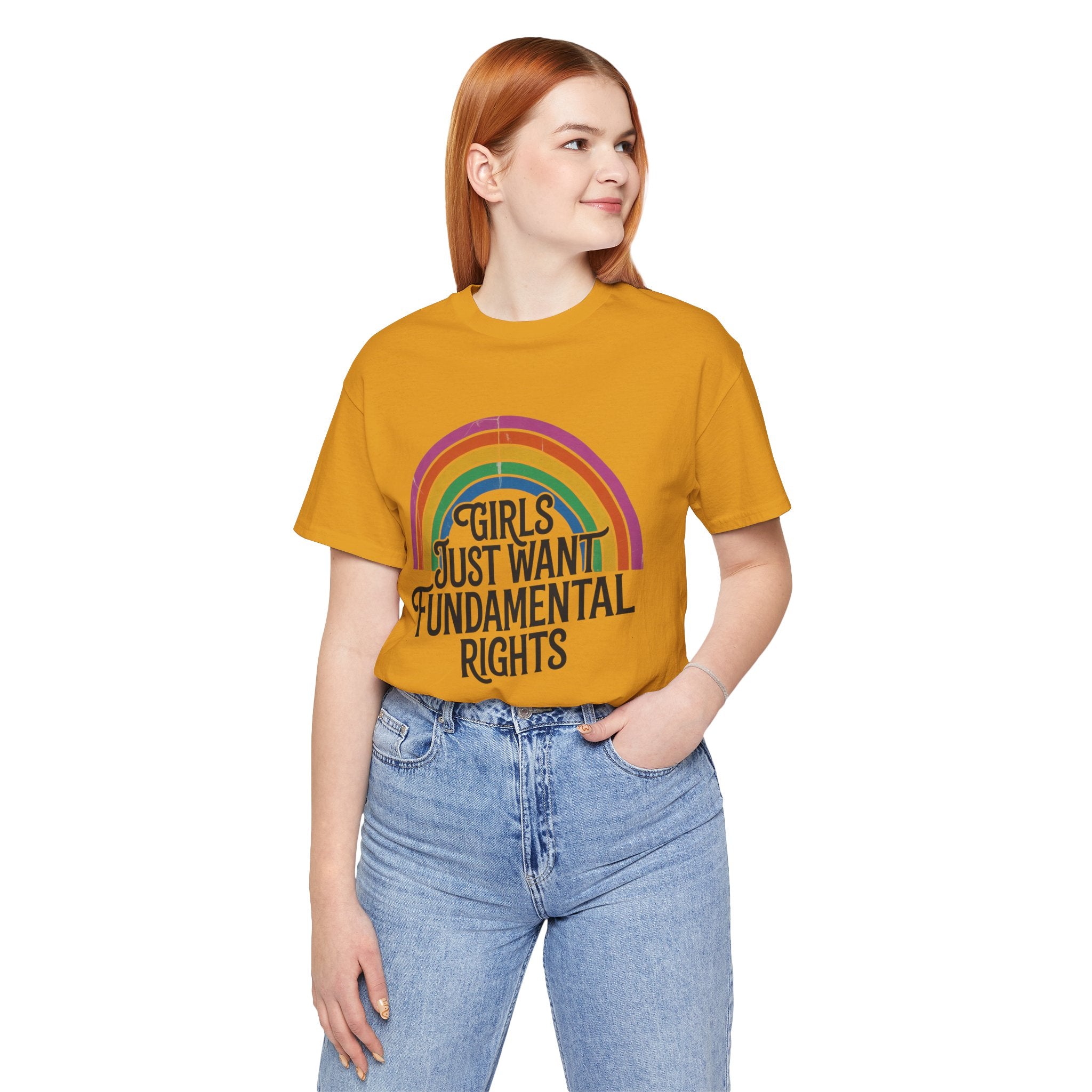 “Girls Just Want Fundamental Rights” Tee — Feminist Rainbow Graphic T-Shirt