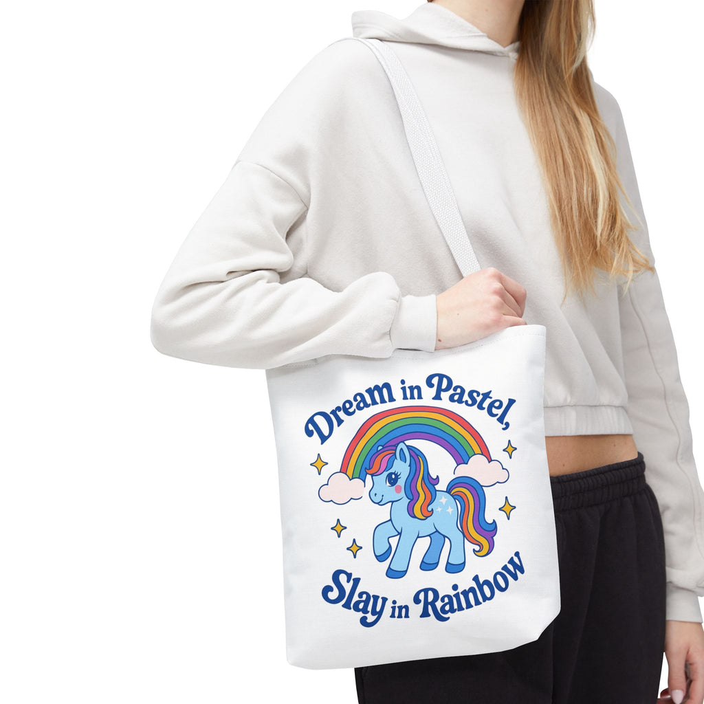 Pastel Rainbow Unicorn Tote Bag — “Dream in Pastel, Slay in Rainbow”