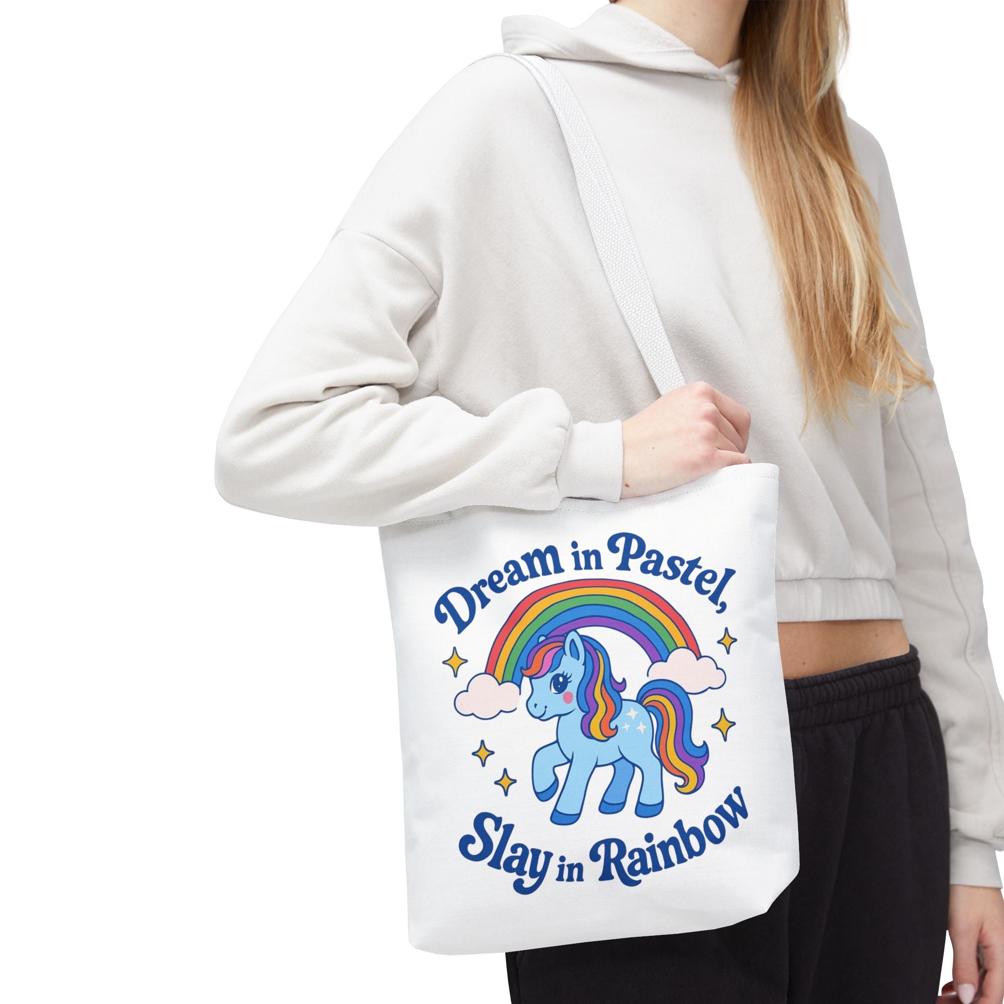 Pastel Rainbow Unicorn Tote Bag — “Dream in Pastel, Slay in Rainbow”