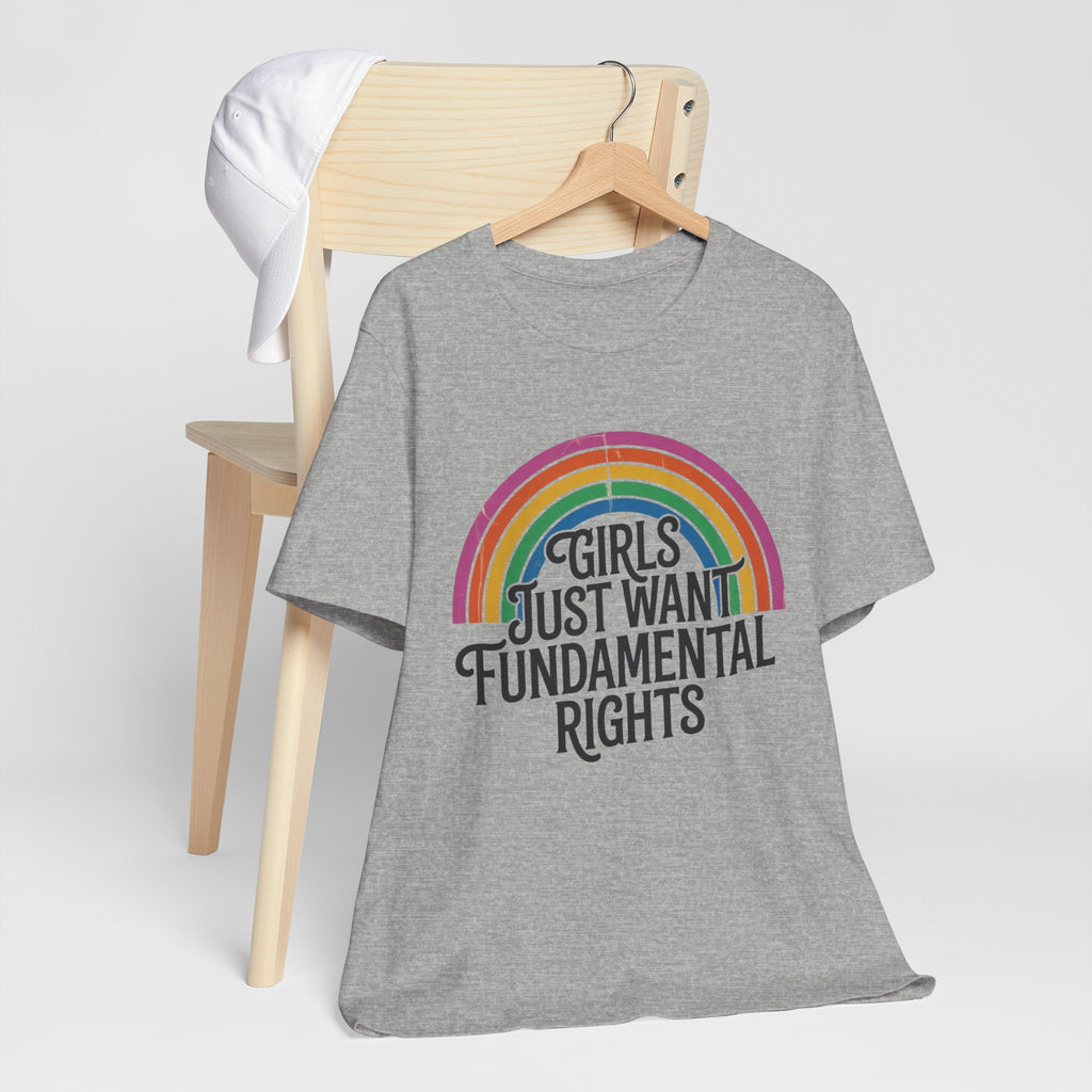 “Girls Just Want Fundamental Rights” Tee — Feminist Rainbow Graphic T-Shirt