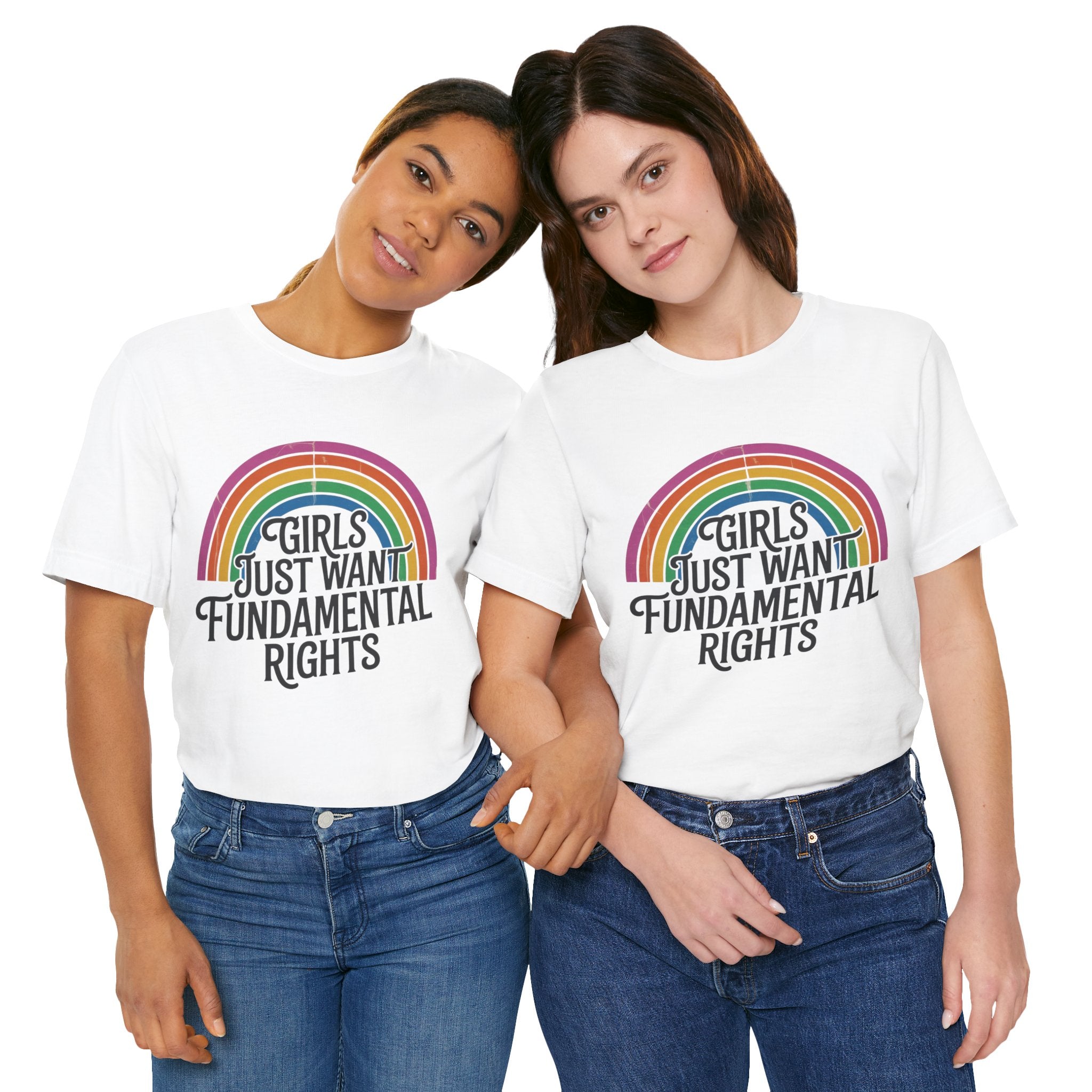“Girls Just Want Fundamental Rights” Tee — Feminist Rainbow Graphic T-Shirt