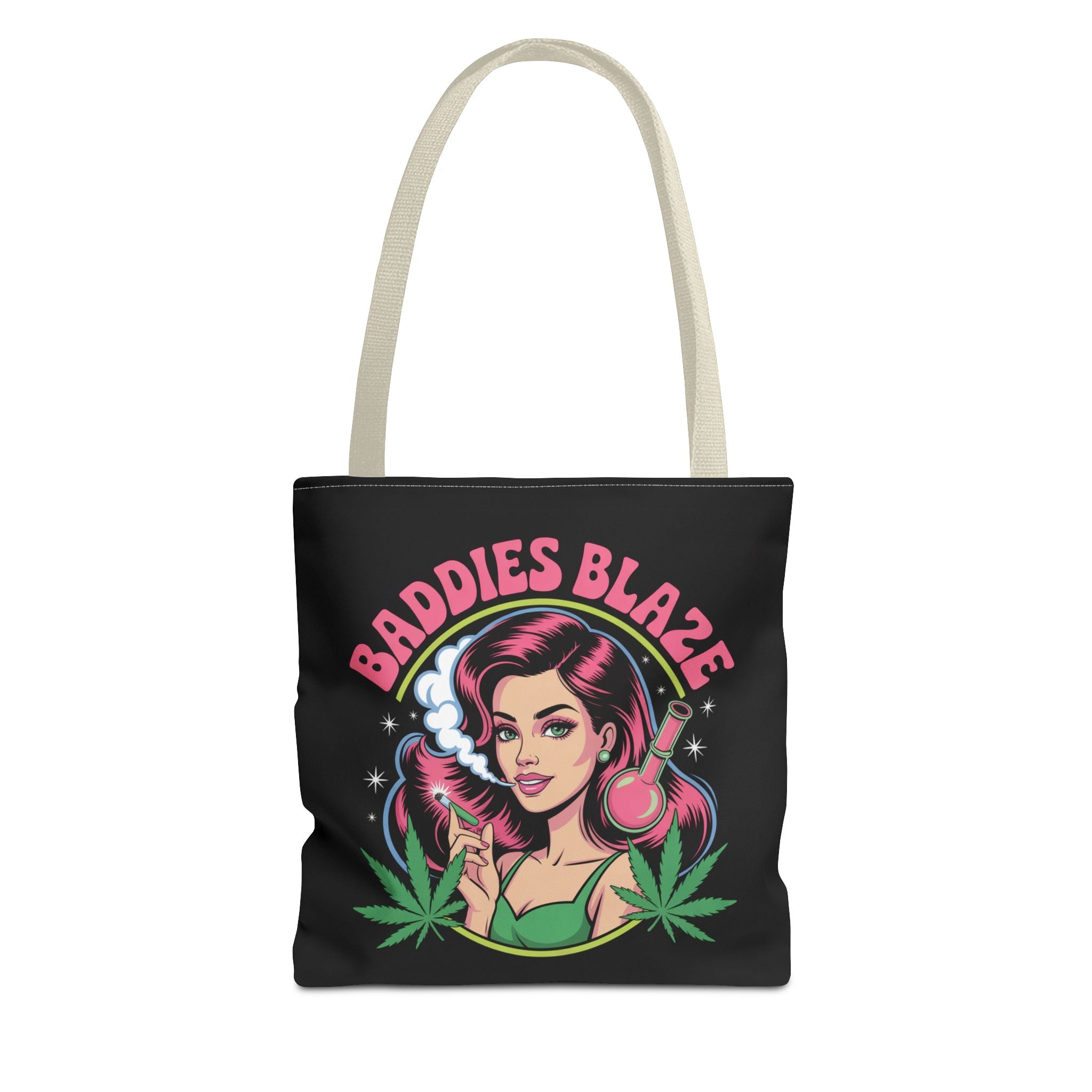 "Baddies Blaze" Retro Pin-Up Cannabis Tote (All-Over Print)