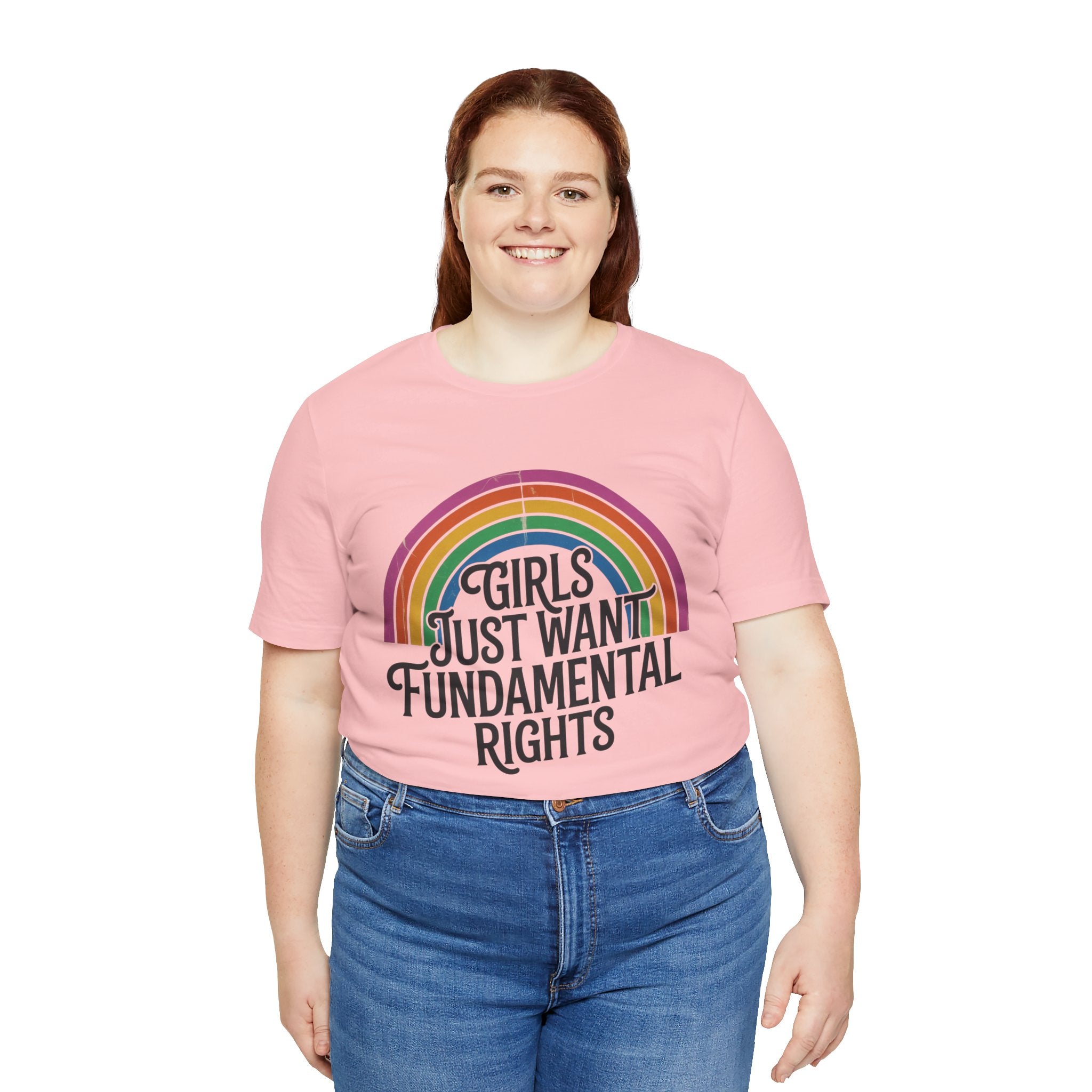 “Girls Just Want Fundamental Rights” Tee — Feminist Rainbow Graphic T-Shirt