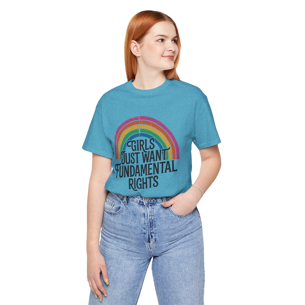 “Girls Just Want Fundamental Rights” Tee — Feminist Rainbow Graphic T-Shirt