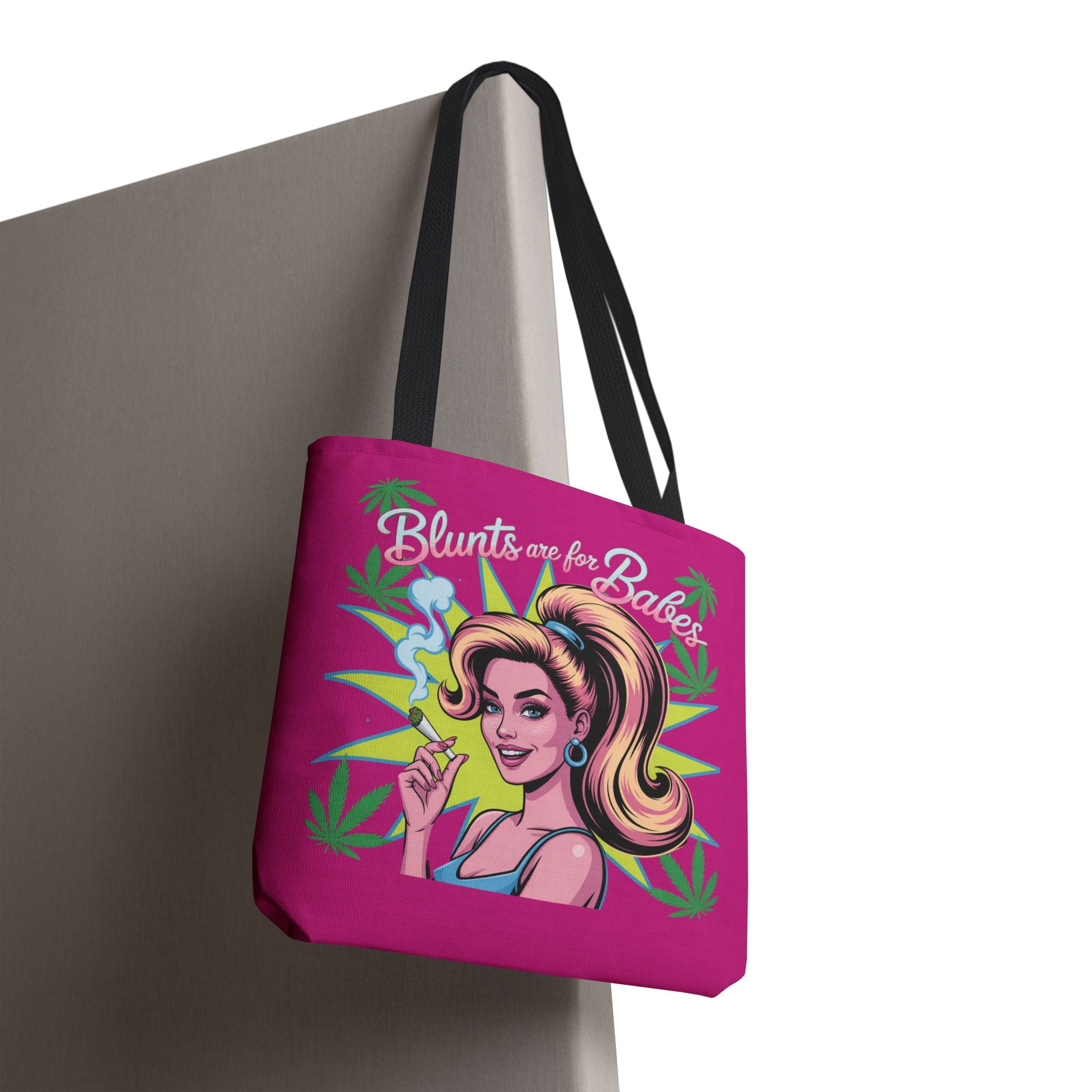 “Blunts Are for Babes” Pink Graphic Tote Bag — Retro Pinup Cannabis Shopper
