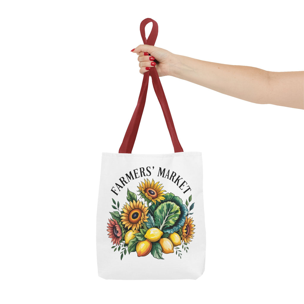 Sac de courses pour marché fermier — Tournesol, citrons et légumes verts Sac de courses réutilisable