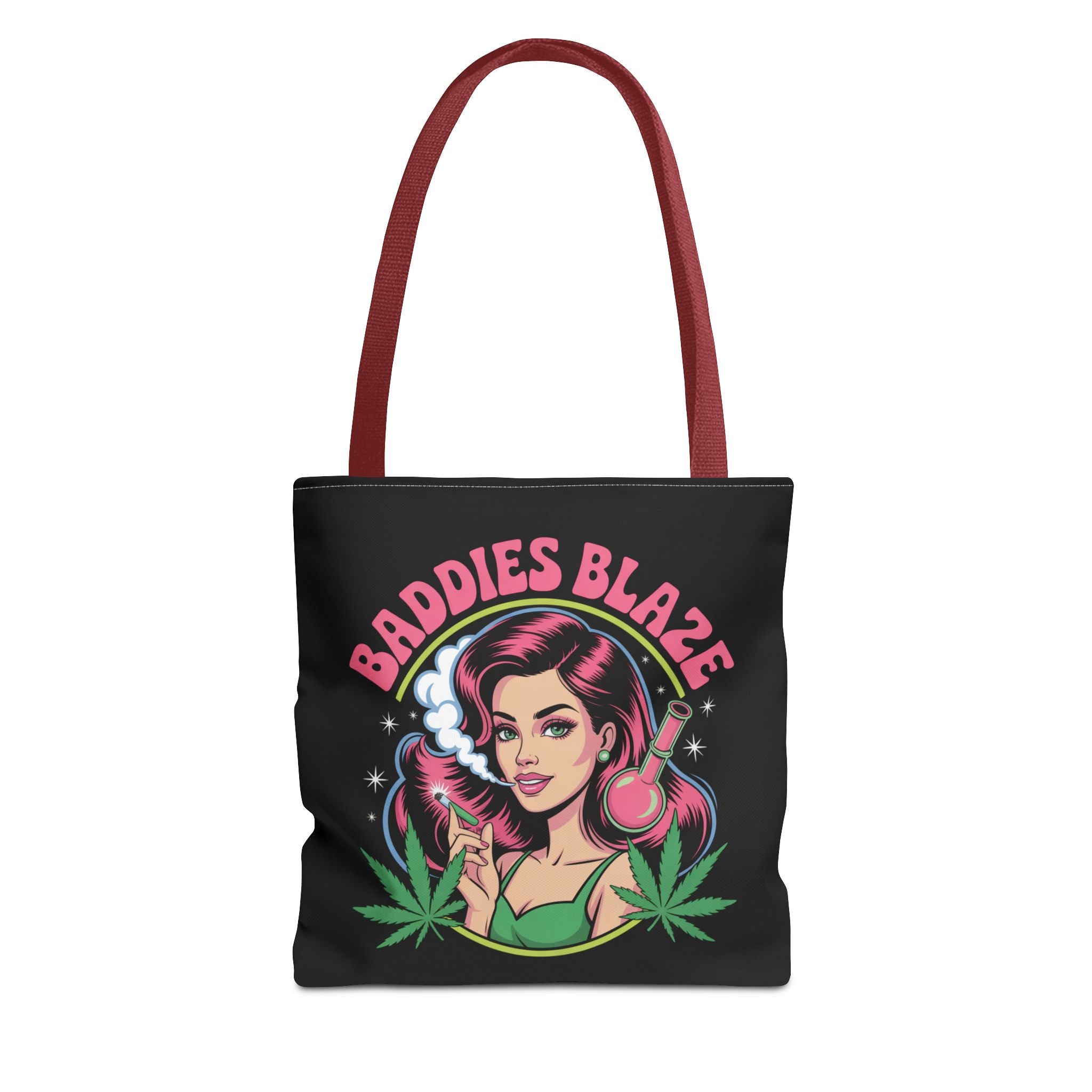 "Baddies Blaze" Retro Pin-Up Cannabis Tote (All-Over Print)