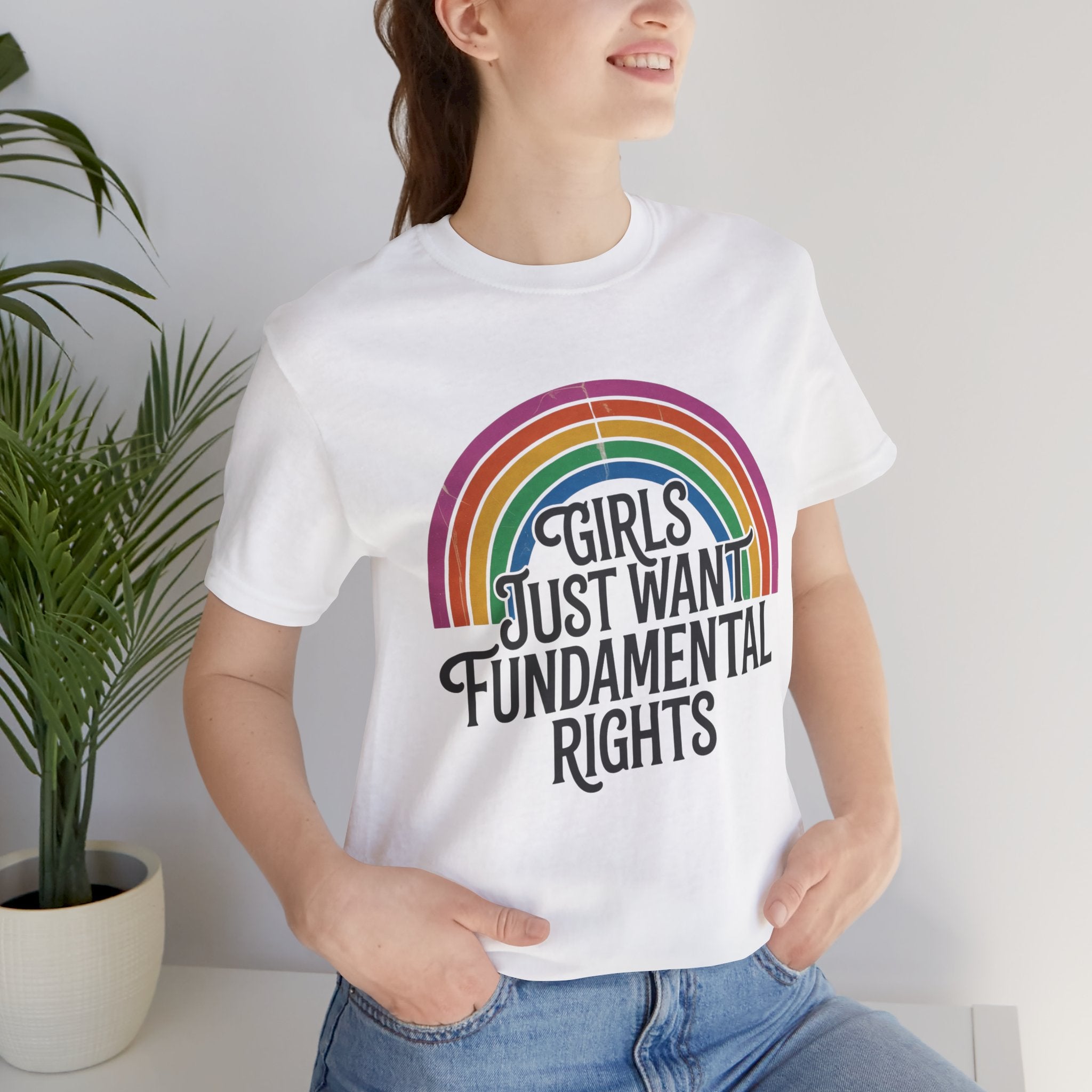 “Girls Just Want Fundamental Rights” Tee — Feminist Rainbow Graphic T-Shirt