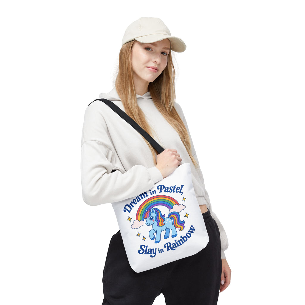 Pastel Rainbow Unicorn Tote Bag — “Dream in Pastel, Slay in Rainbow”