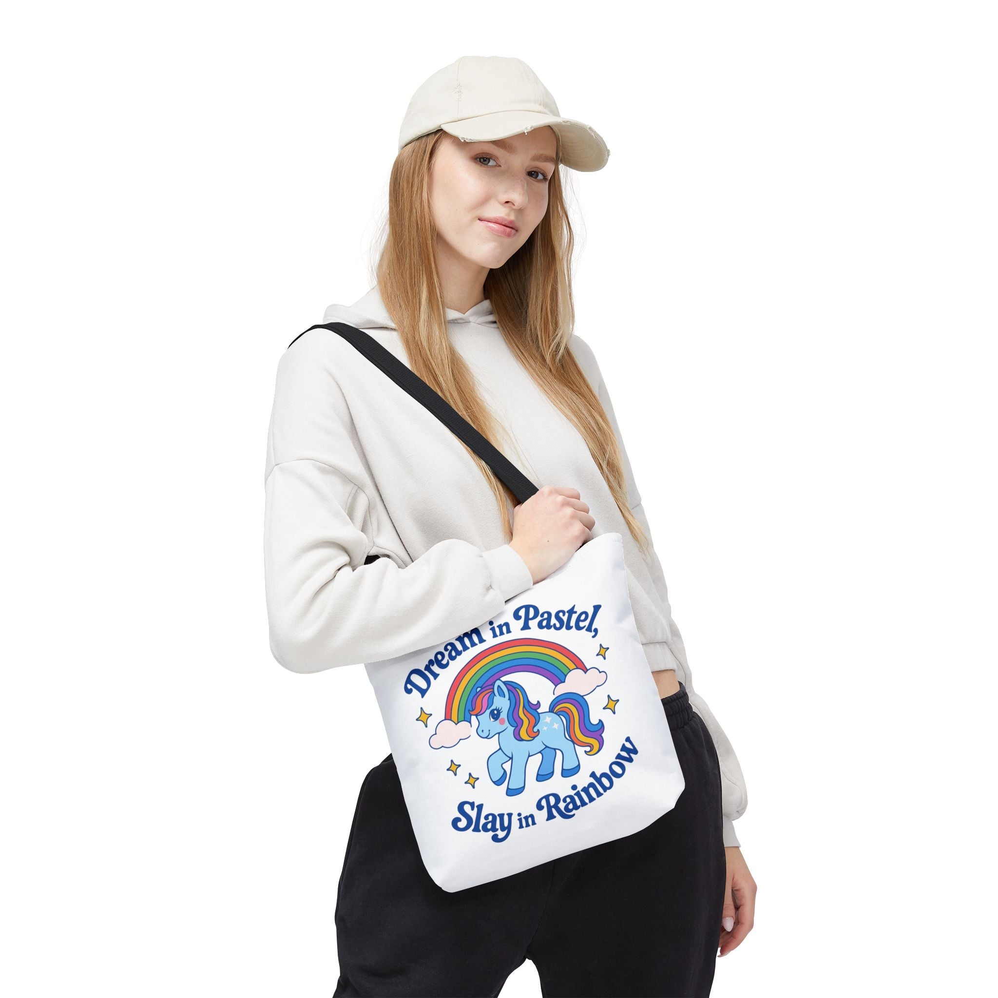 Pastel Rainbow Unicorn Tote Bag — “Dream in Pastel, Slay in Rainbow”