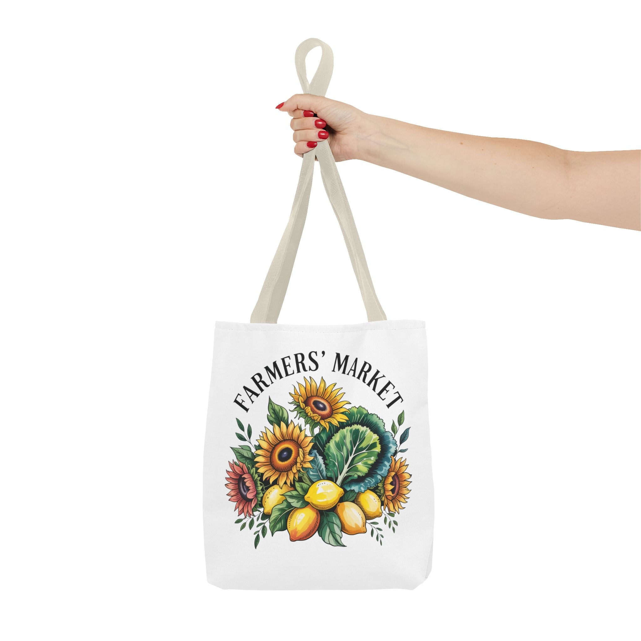Sac de courses pour marché fermier — Tournesol, citrons et légumes verts Sac de courses réutilisable