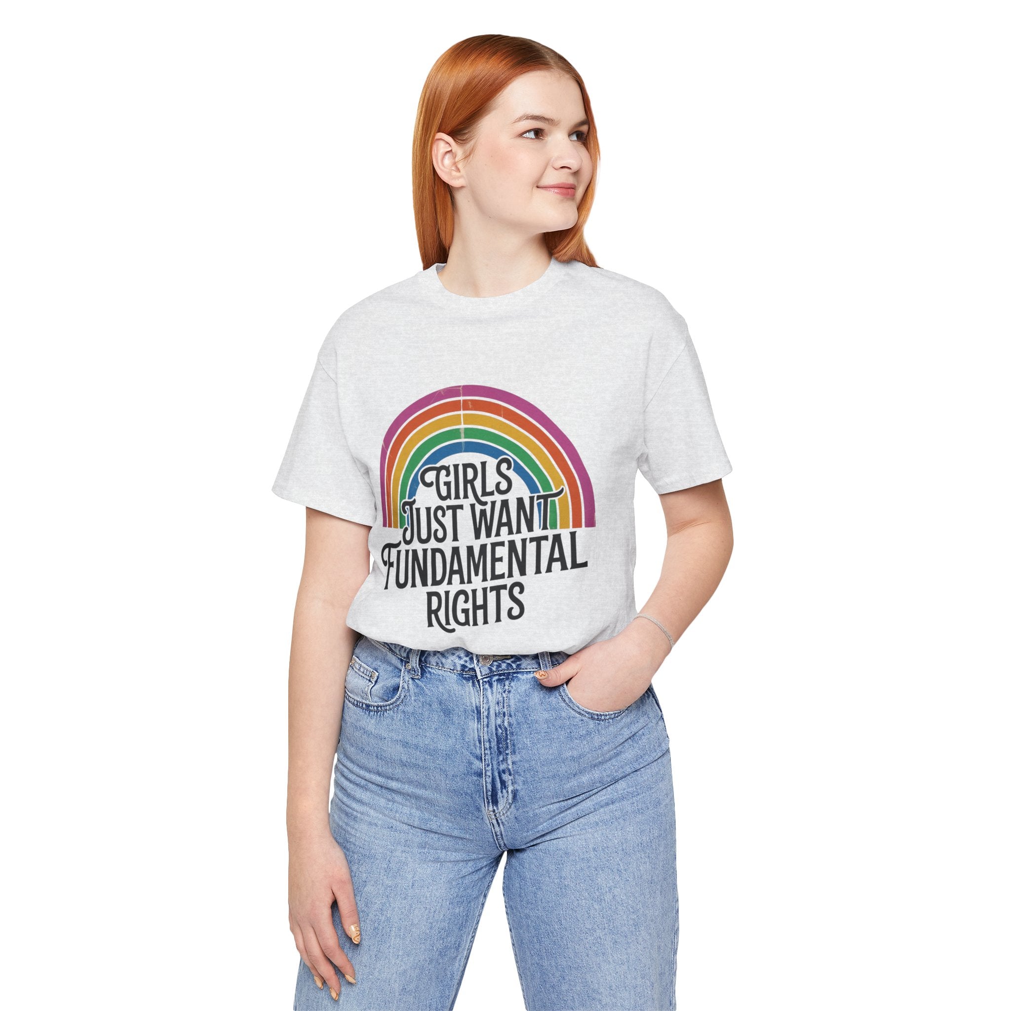 “Girls Just Want Fundamental Rights” Tee — Feminist Rainbow Graphic T-Shirt