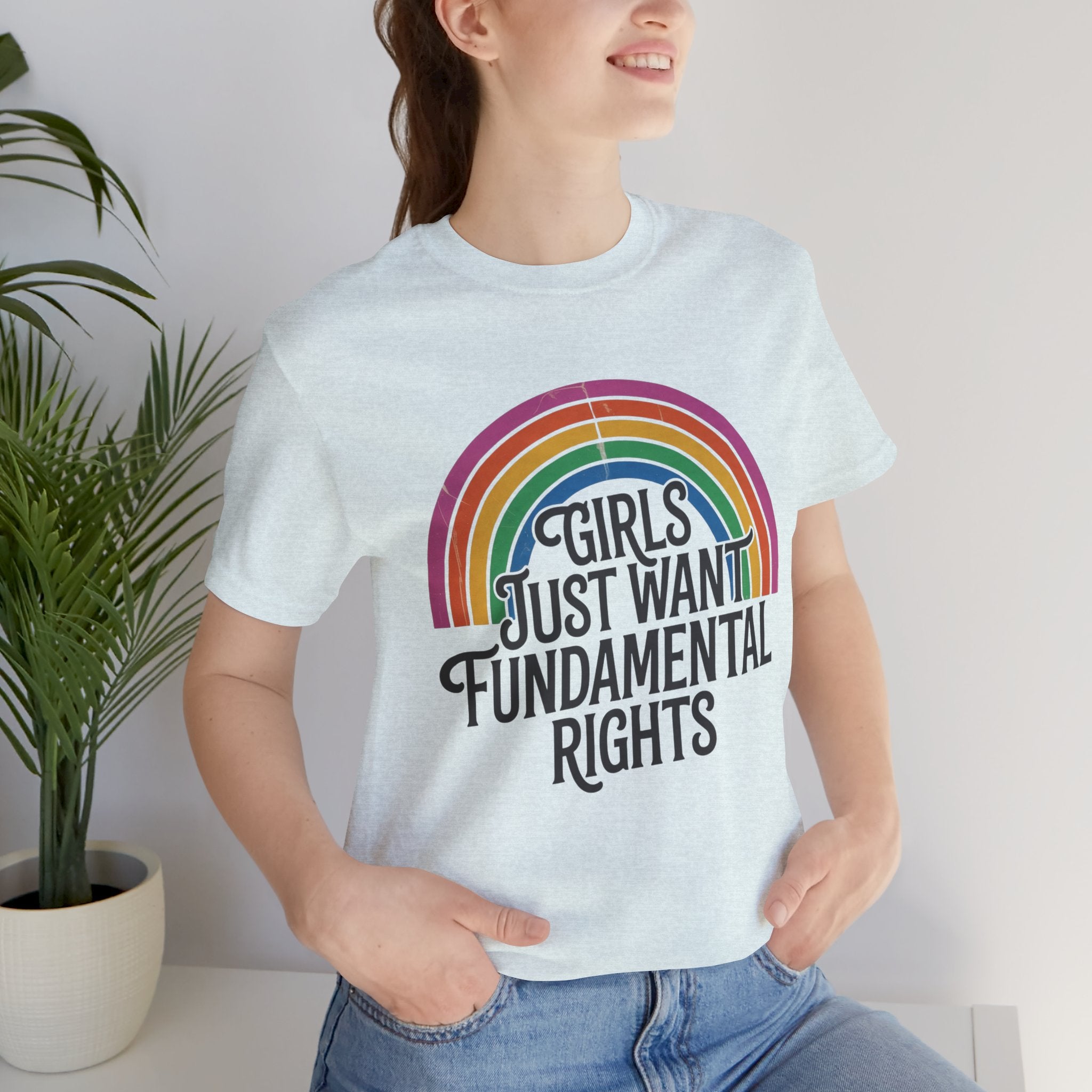 “Girls Just Want Fundamental Rights” Tee — Feminist Rainbow Graphic T-Shirt