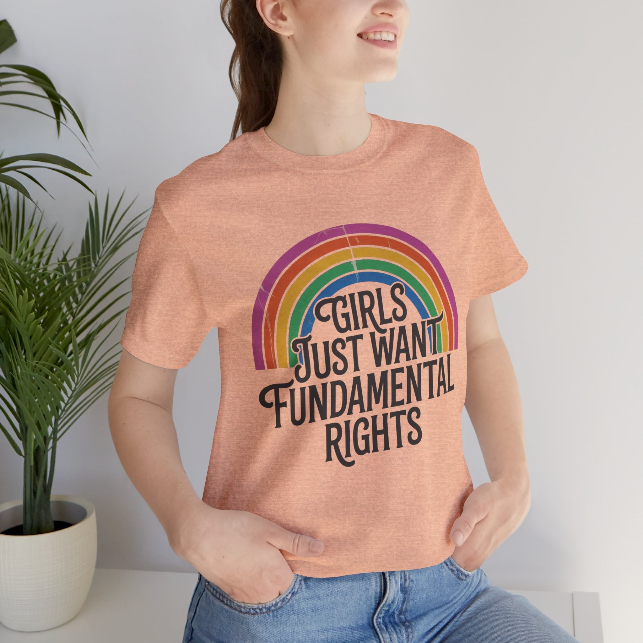 “Girls Just Want Fundamental Rights” Tee — Feminist Rainbow Graphic T-Shirt