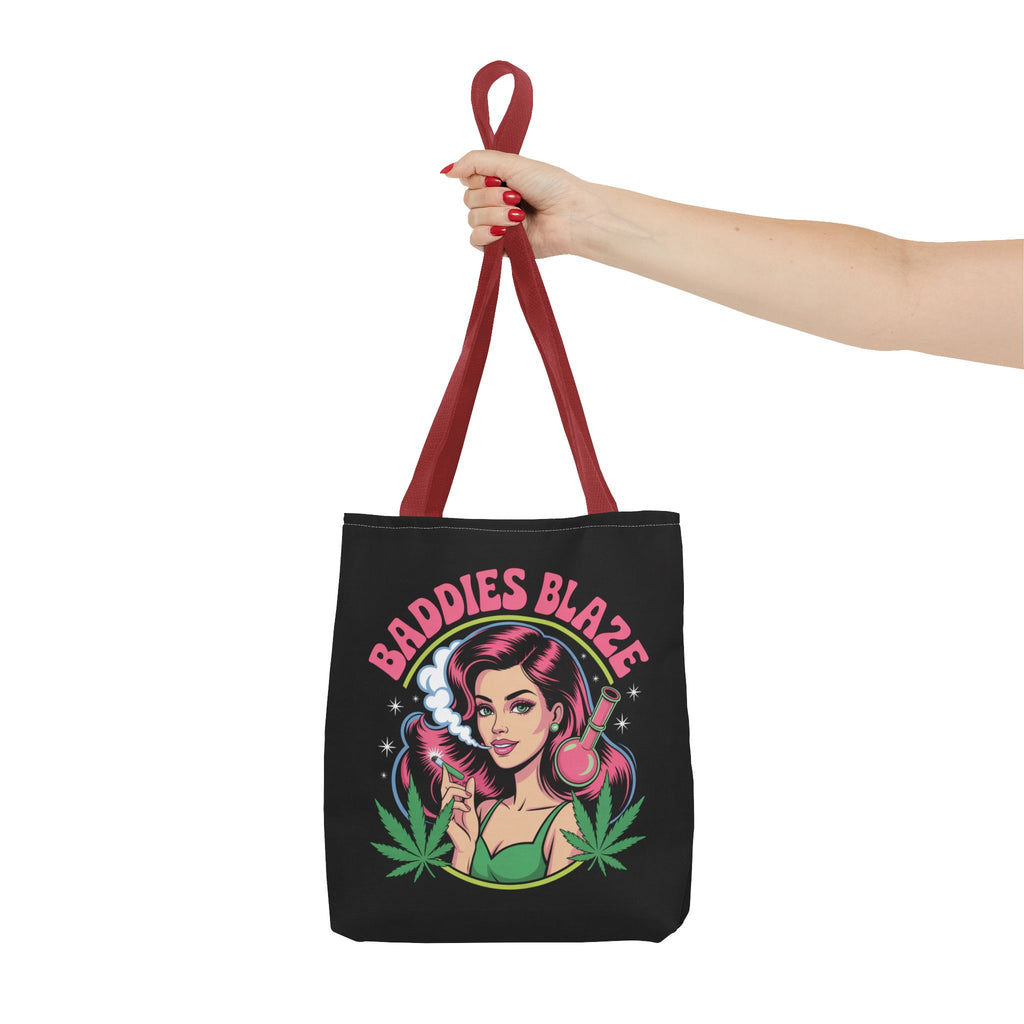 "Baddies Blaze" Retro Pin-Up Cannabis Tote (All-Over Print)