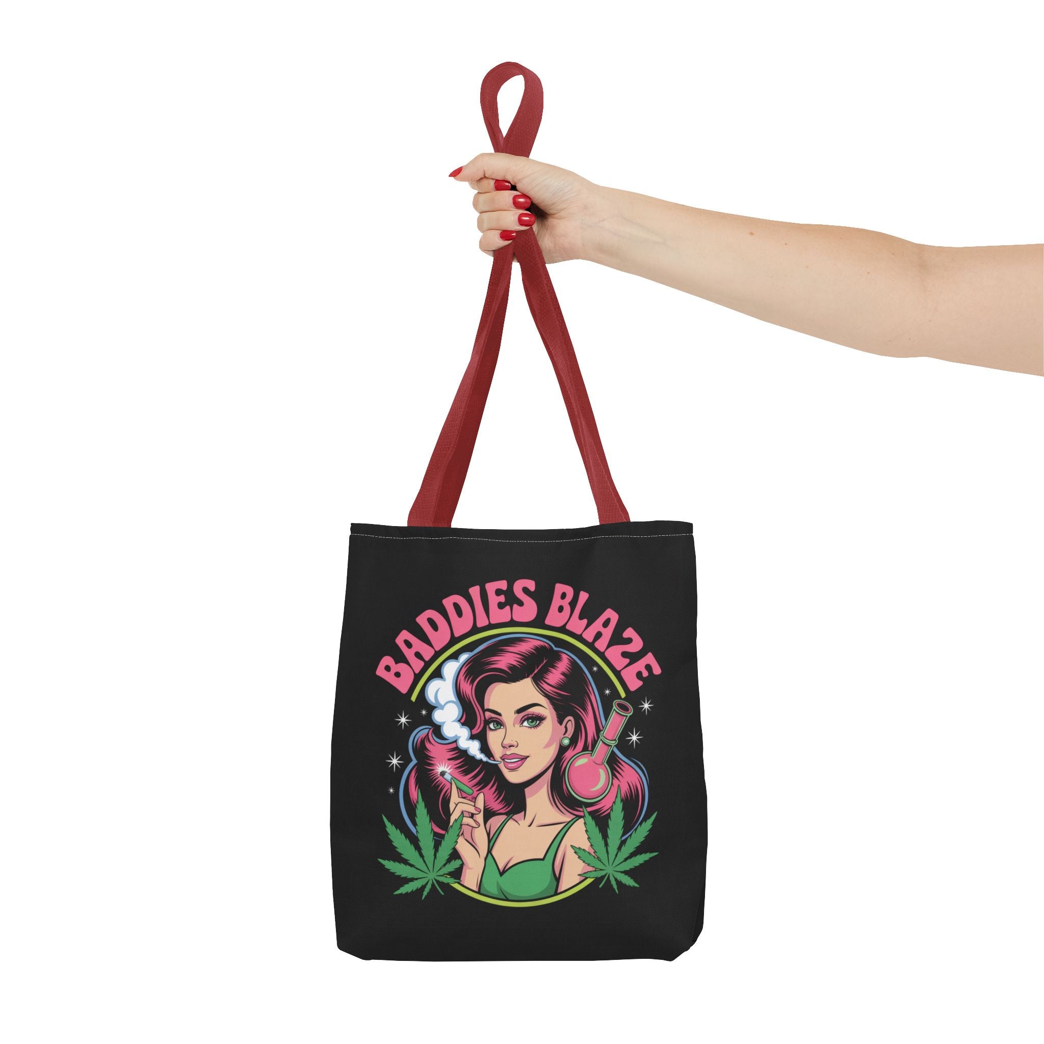 "Baddies Blaze" Retro Pin-Up Cannabis Tote (All-Over Print)