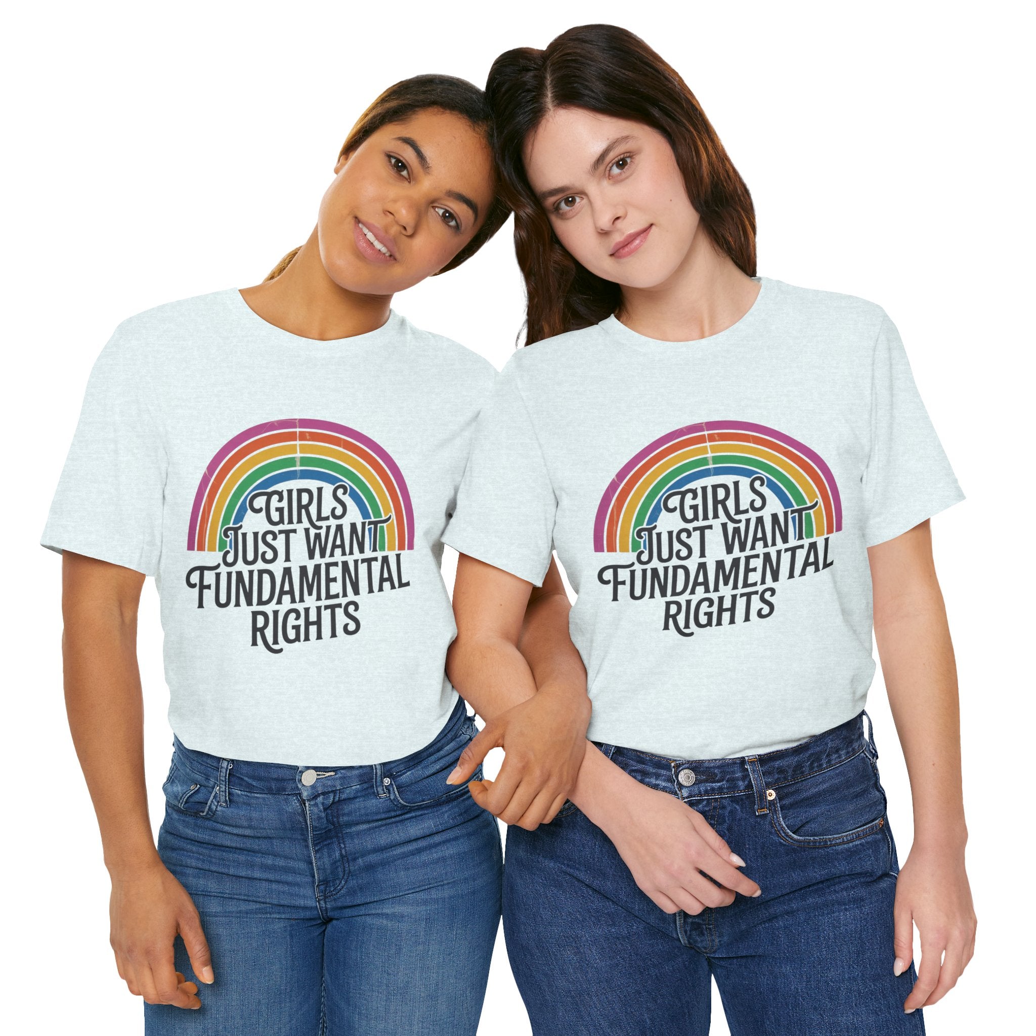 “Girls Just Want Fundamental Rights” Tee — Feminist Rainbow Graphic T-Shirt
