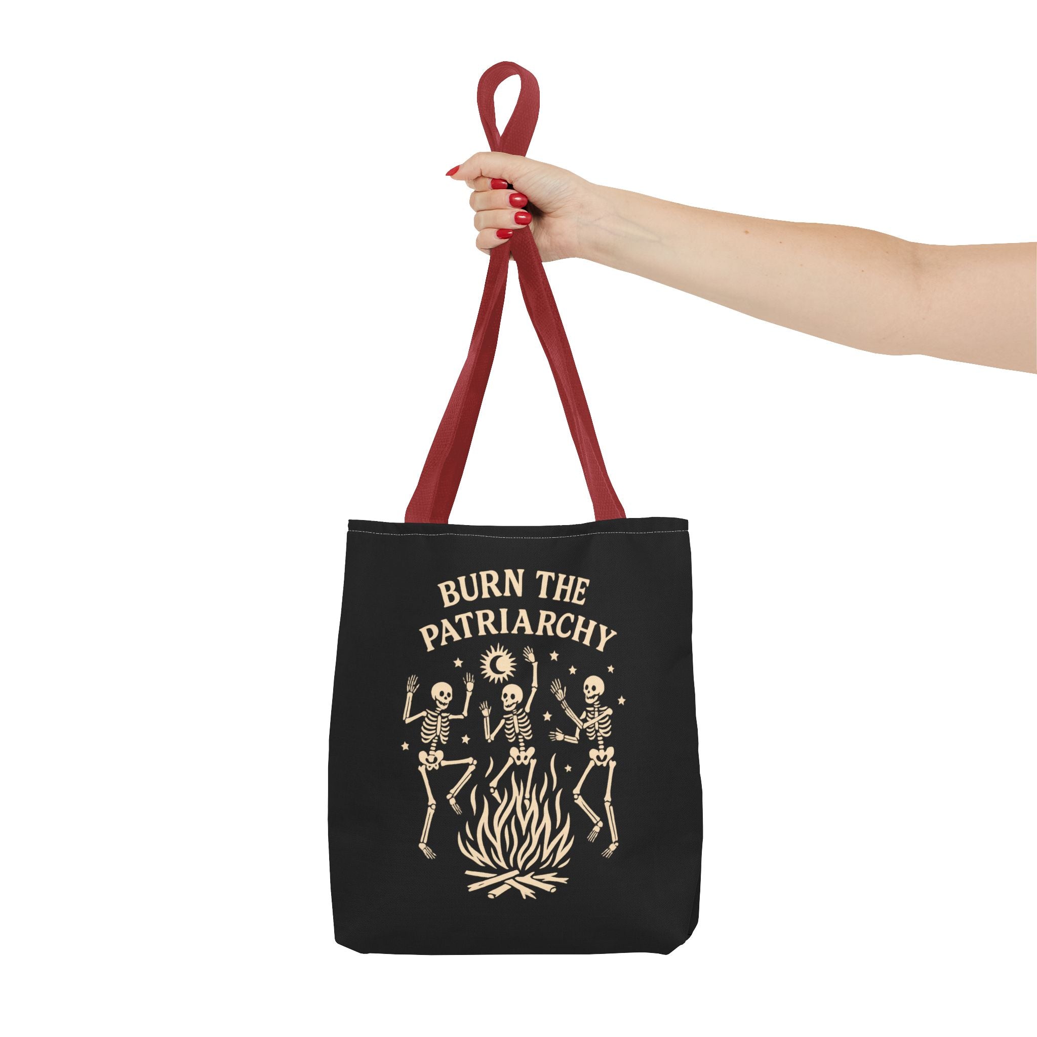 Burn the Patriarchy Skeletons Tote Bag — Feminist Protest Graphic Tote