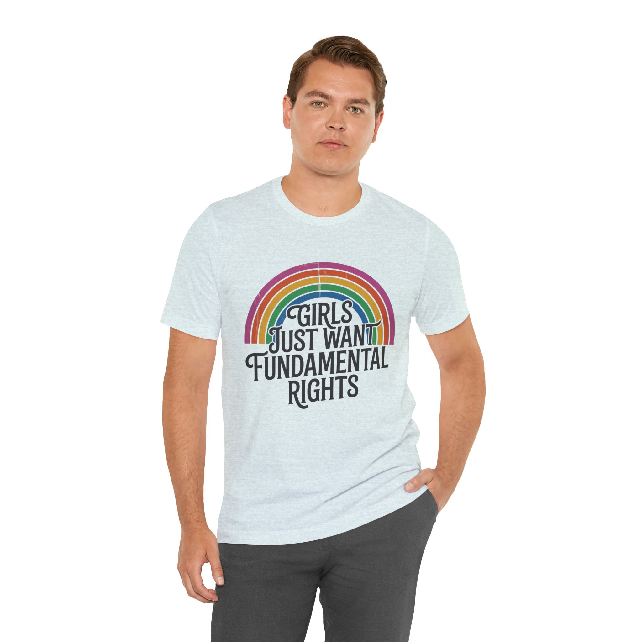 “Girls Just Want Fundamental Rights” Tee — Feminist Rainbow Graphic T-Shirt