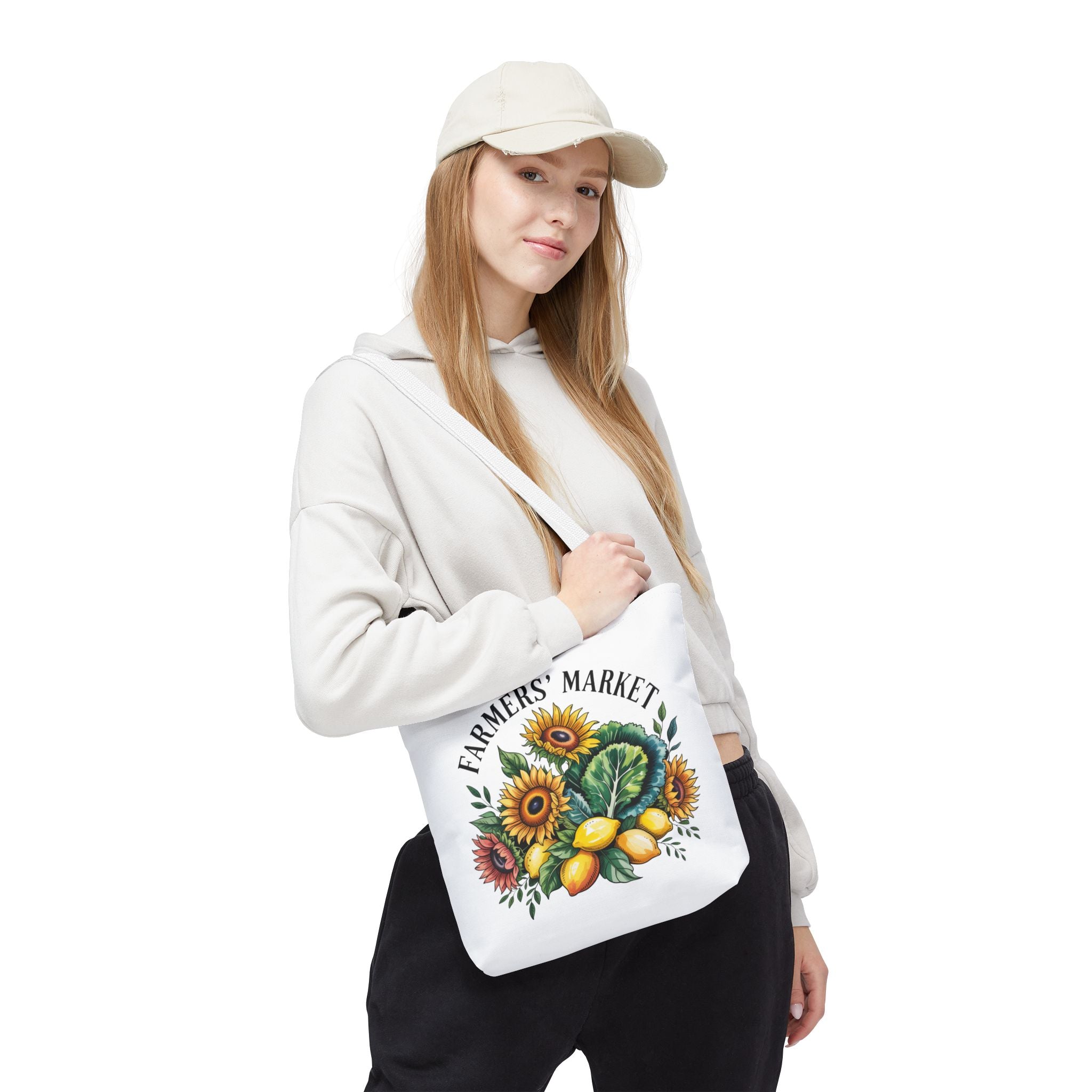 Sac de courses pour marché fermier — Tournesol, citrons et légumes verts Sac de courses réutilisable